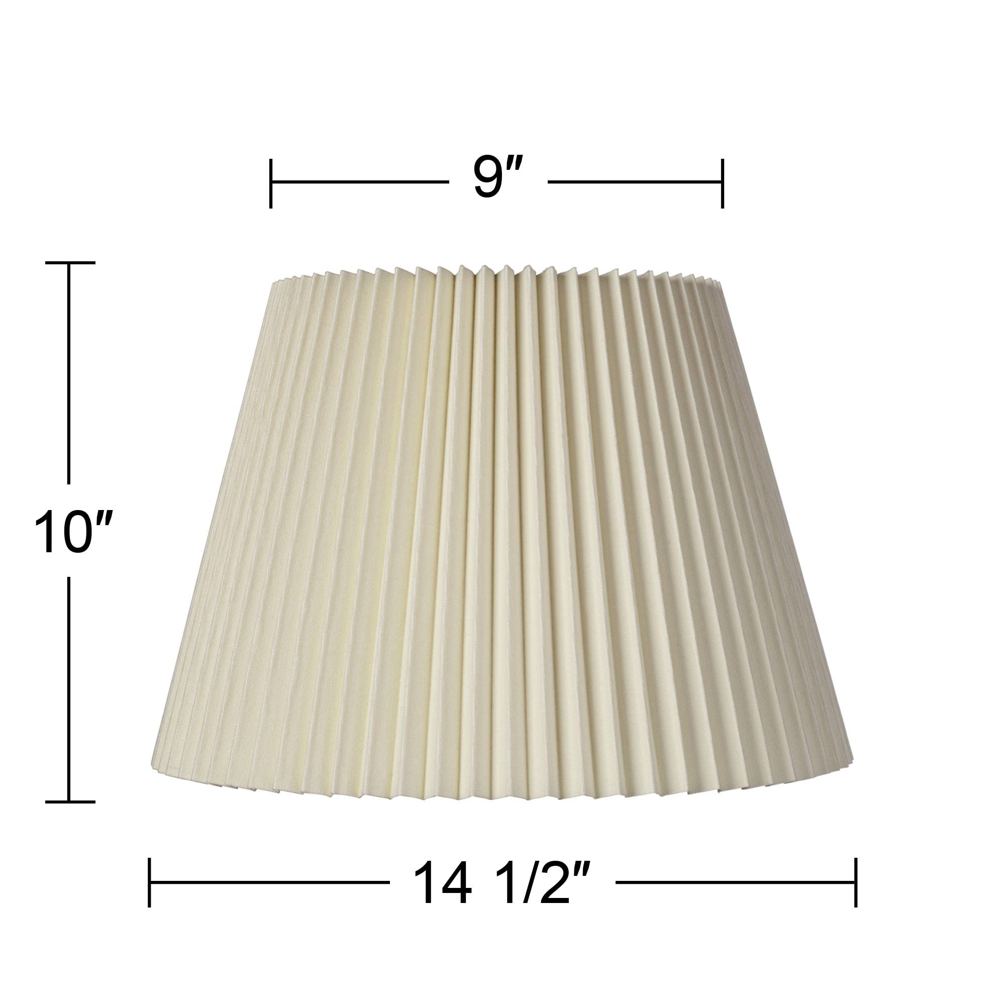 Ivory Linen Knife Pleat Medium Lamp Shade 9&quot; Top X 14.5&quot; Bottom X 10&quot; High (Spider) Replacement With Harp And Finial - Springcrest