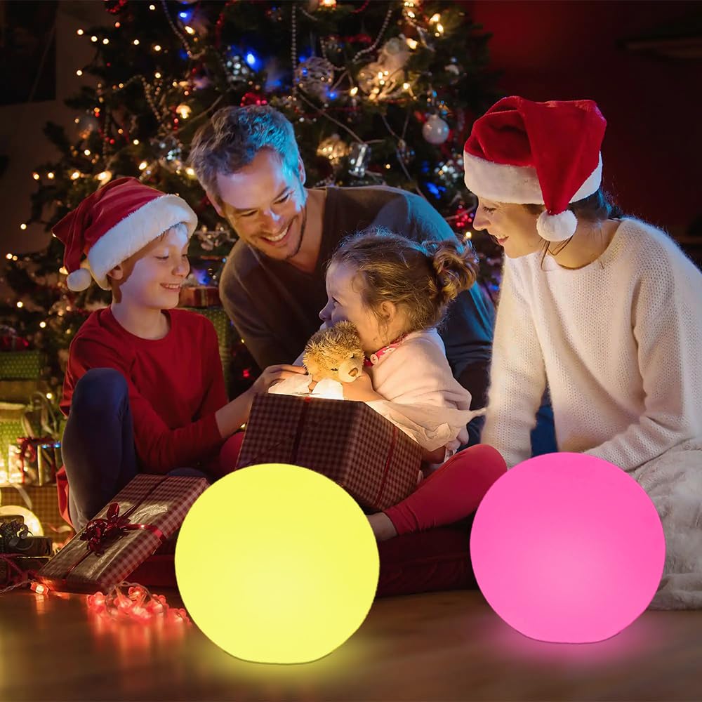 14-In Led Ball Light, Rechargeable Outdoor Globes Light Dimmable Rgb Color Changing Globe Floor Lamp W/Remote, Modern Versatile