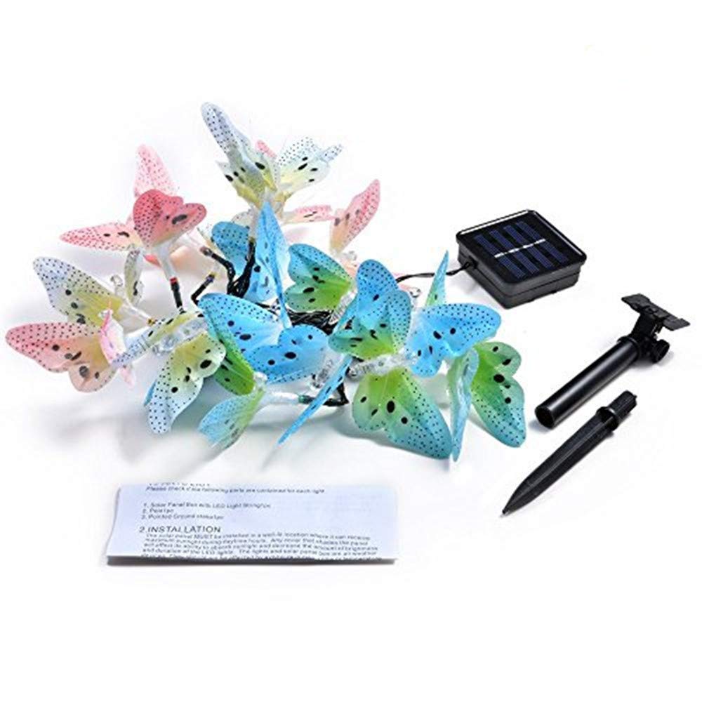 Berocia Solar Butterfly String Lights, 12 LED Waterproof, Model GL-10955, Outdoor Indoor Decoration