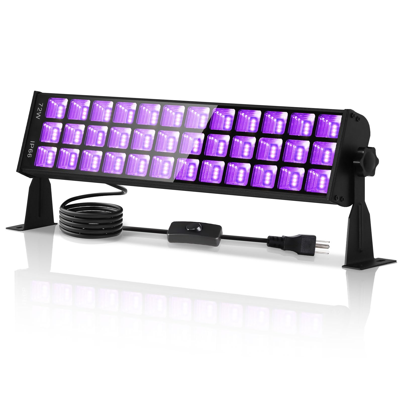Isuerfy 72W Black Light Bar Ip66 Waterproof Led, 108 Leds For Neon Glow Party & Halloween Decor