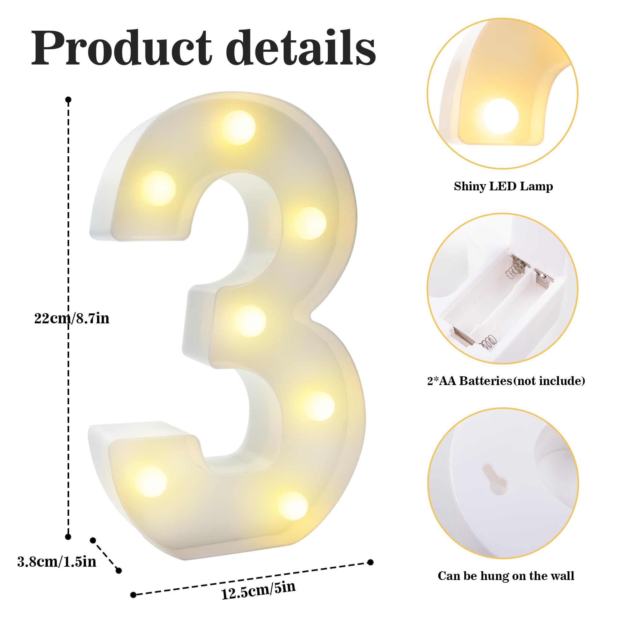 8.7In 30Th Birthday Decorations Gifts For Women Men  Light Up Number Decorative Sign For 30Th Birthday Wedding Work Anniversary Backdrop Table Wall Decor(Warm White)
