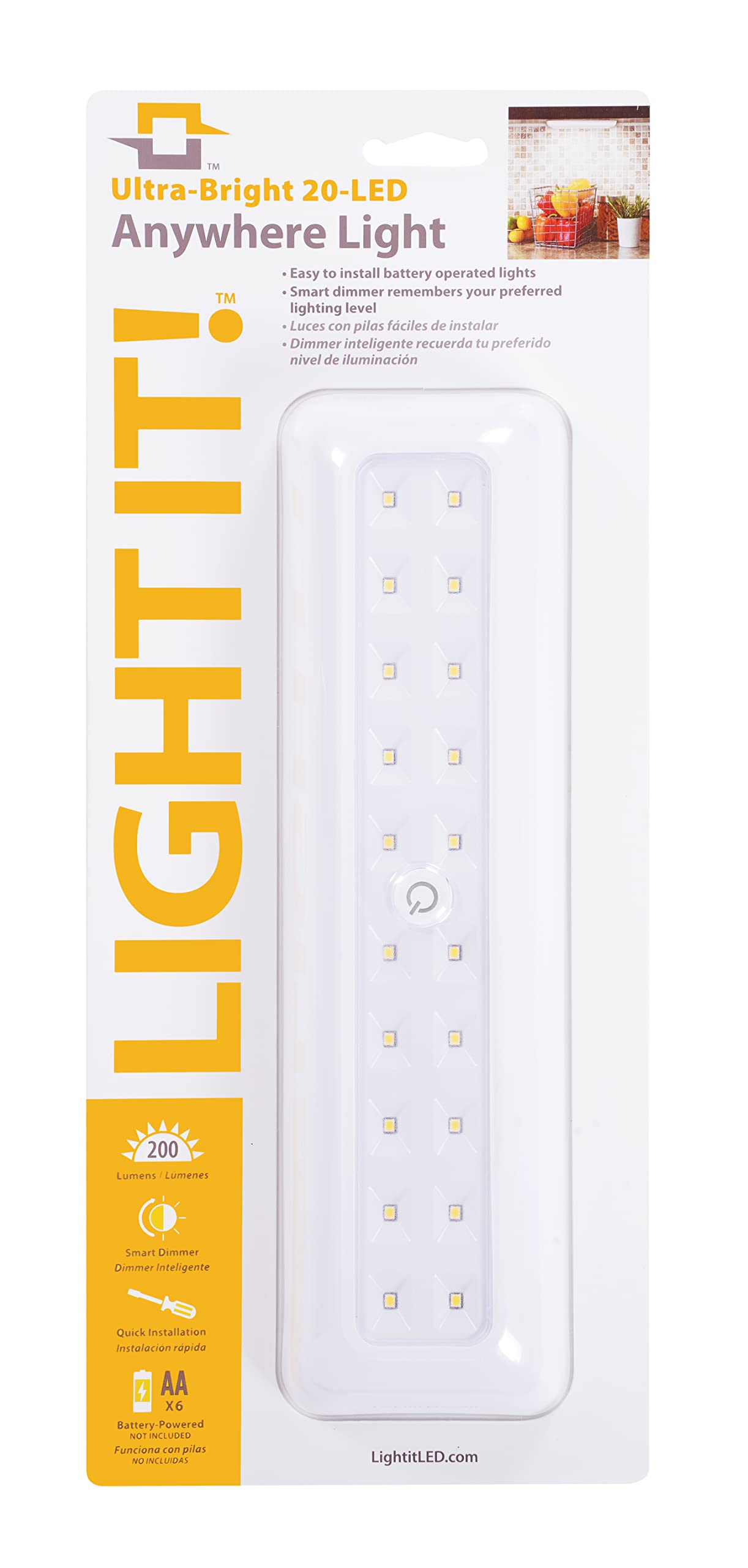 LIGHT IT! by Fulcrum 20-LED Anywhere Light, White, Single Pack, Model 30017-308, Durable ABS Plastic, Versatile Indoor/Outdoor Use