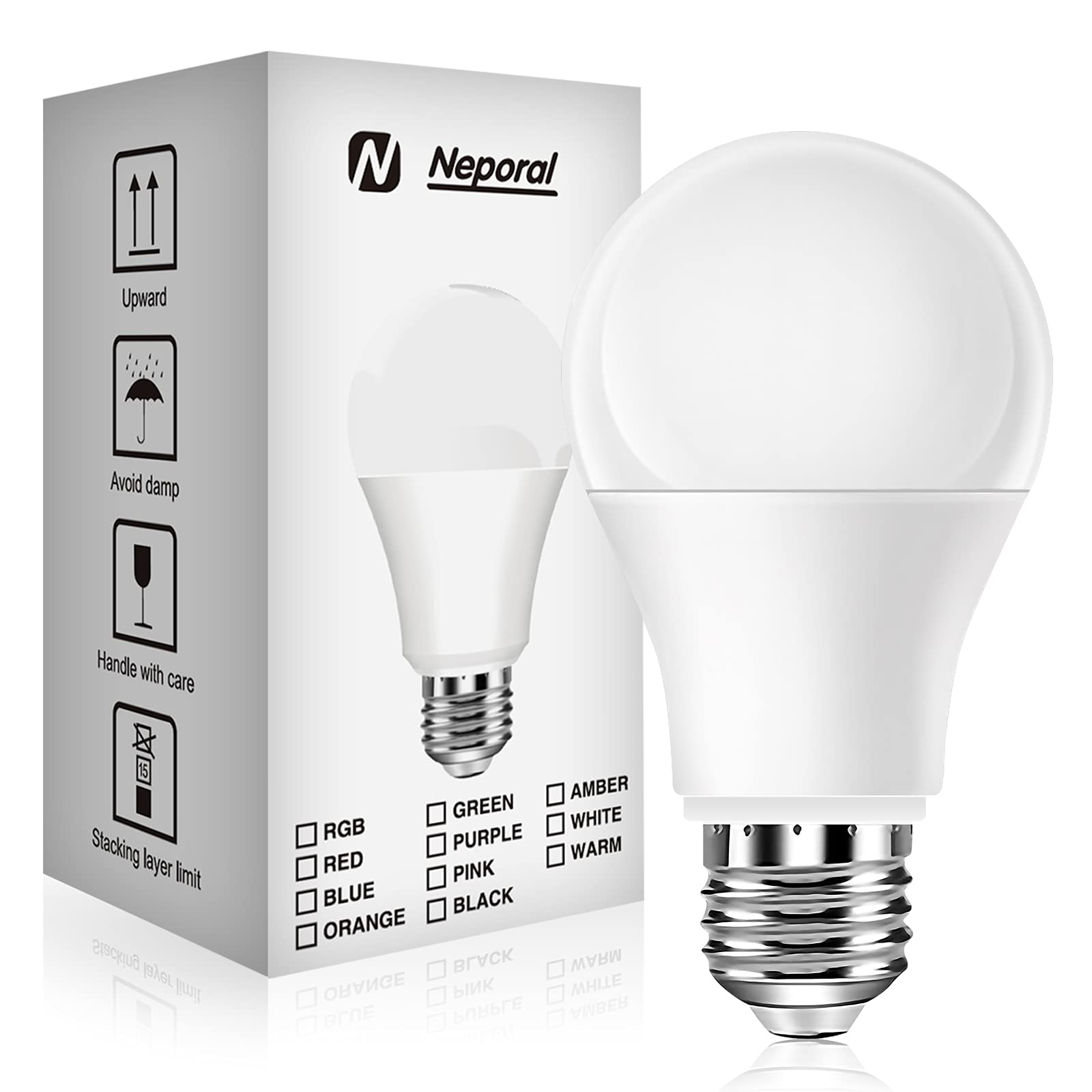 Full Spectrum Light Bulb, 6000K Natural Light Bulb, Led Light Bulb 9W 60W Equivalent, Sun Light Bulbs A19, E26/E27, 1 Pack