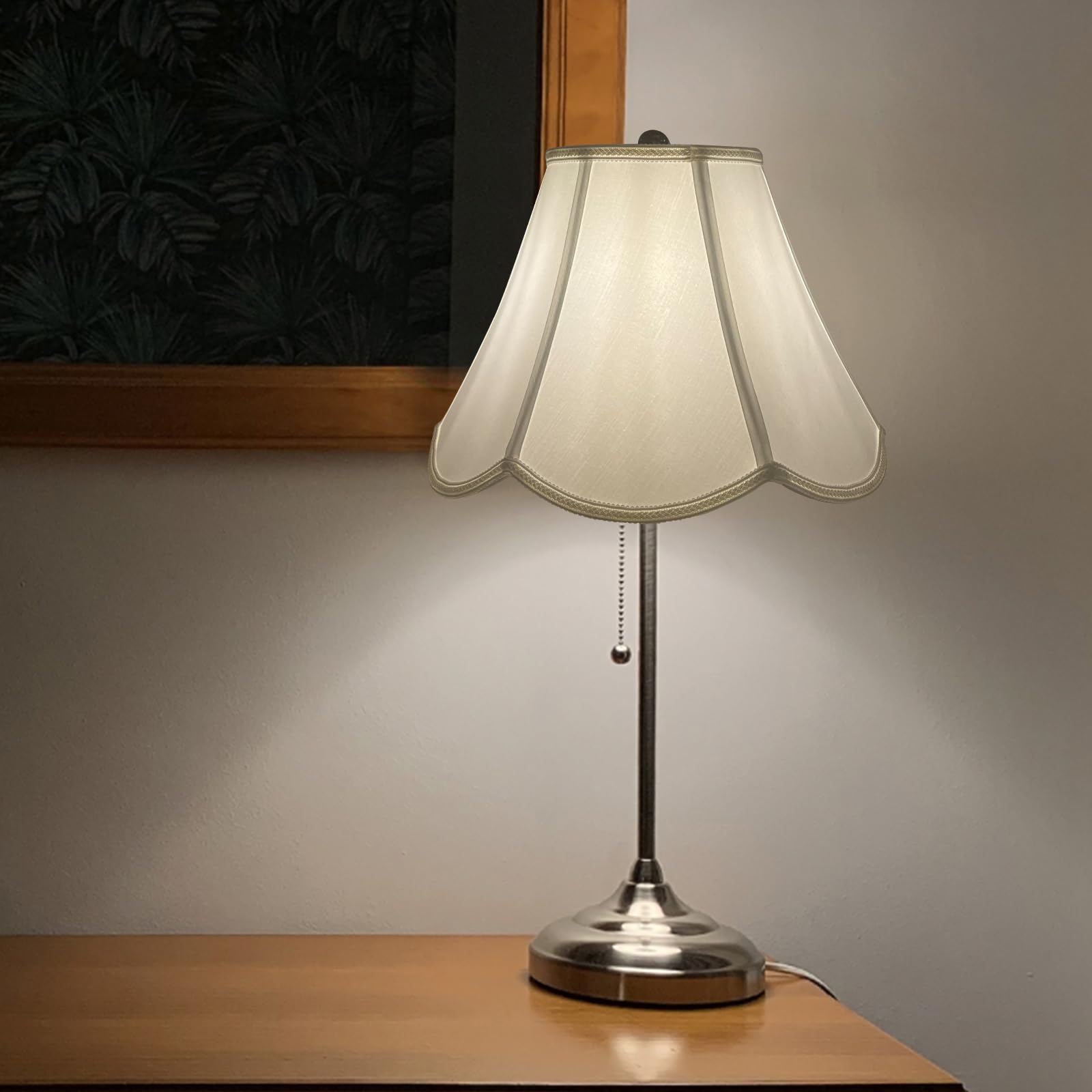 TOOTOO STAR Small Scalloped Lamp Shade, 6inx13inx9.25in, White Fabric, Model SX0214WH