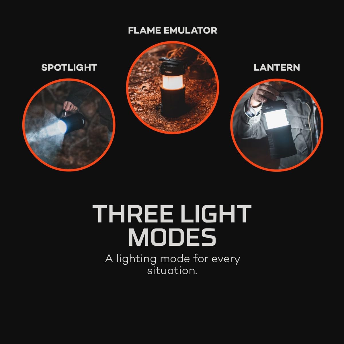 NEBO BIG Poppy Lantern, Flashlight & Power Bank | 300 Lumens, 15 Hours Run Time, Rechargeable LED Spotlight, Pop-Up Flame Emulat