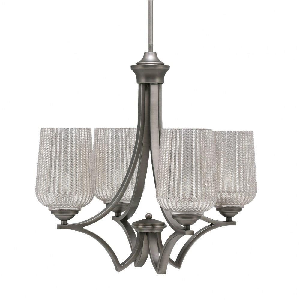 Toltec Lighting 564-Gp-4253 Zilo - 4 Light Uplight Chandelier-19.75 Inches Tall And 20.25 Inches Wide, Finish Color: Graphite, Glass Color: Silver Textured