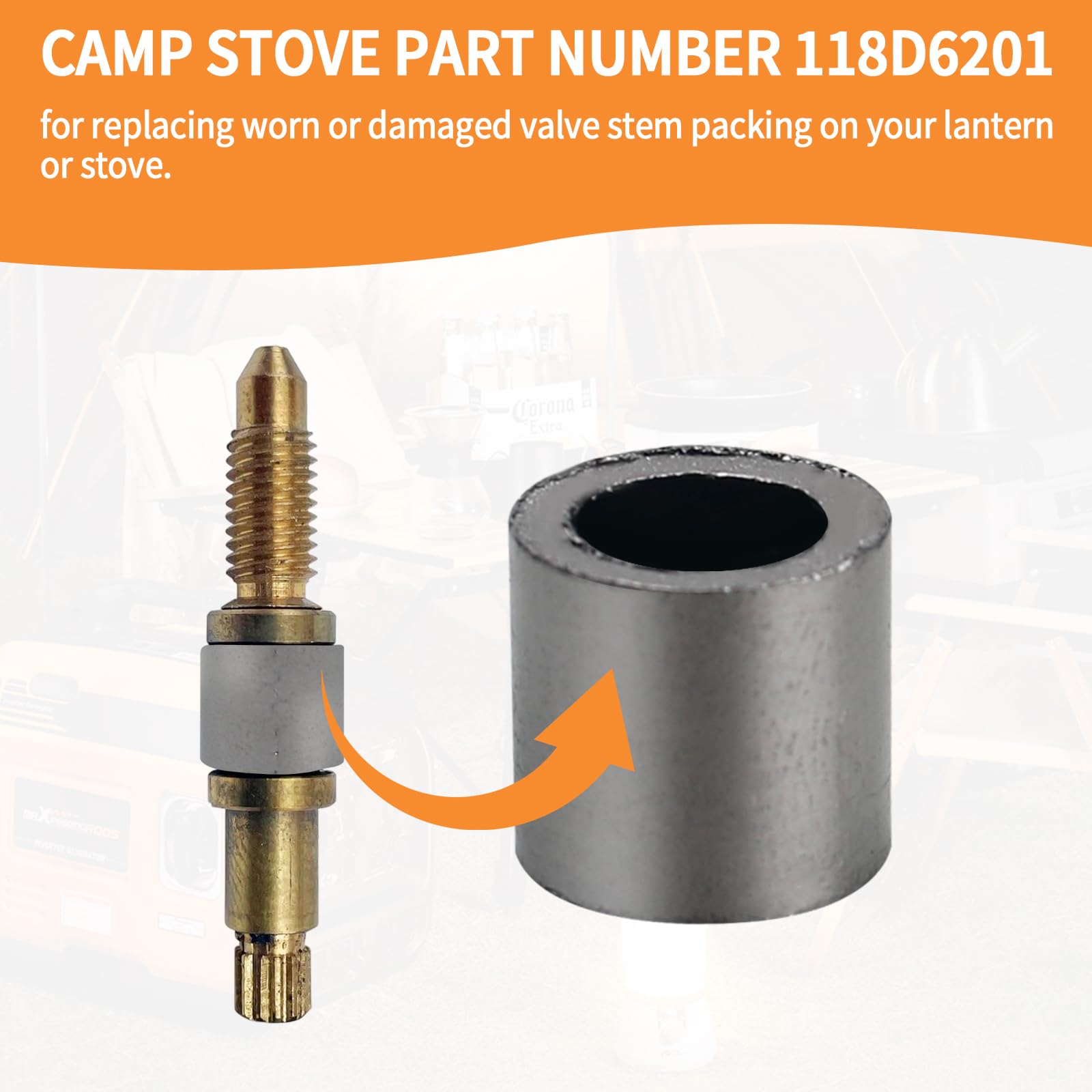 LVACODV Lantern Valve Stem Packing – 100% Graphite Seal for Coleman Models 639, 500, 425 – Small – 1 Pack
