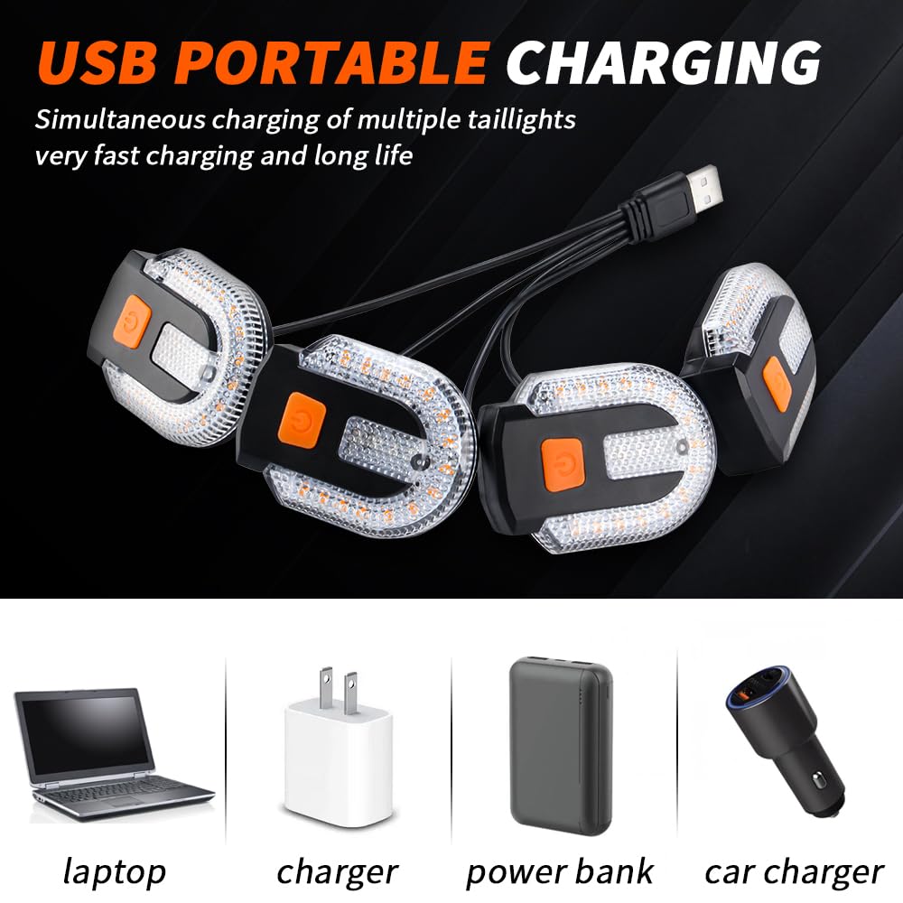 UPXSXT Bicycle Turn Signals with Alarm, USB Charging, Waterproof, 5 Modes, Yellow Red, Front & Rear Mountable Tail Light