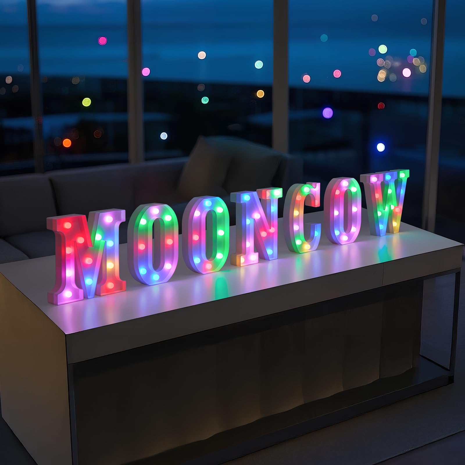 Mooncow Rechargeable Light Up Letters Colorful Marquee Letters With Remote Gift Wrap Gifts Bedroom Home Bar Party Decor (I)
