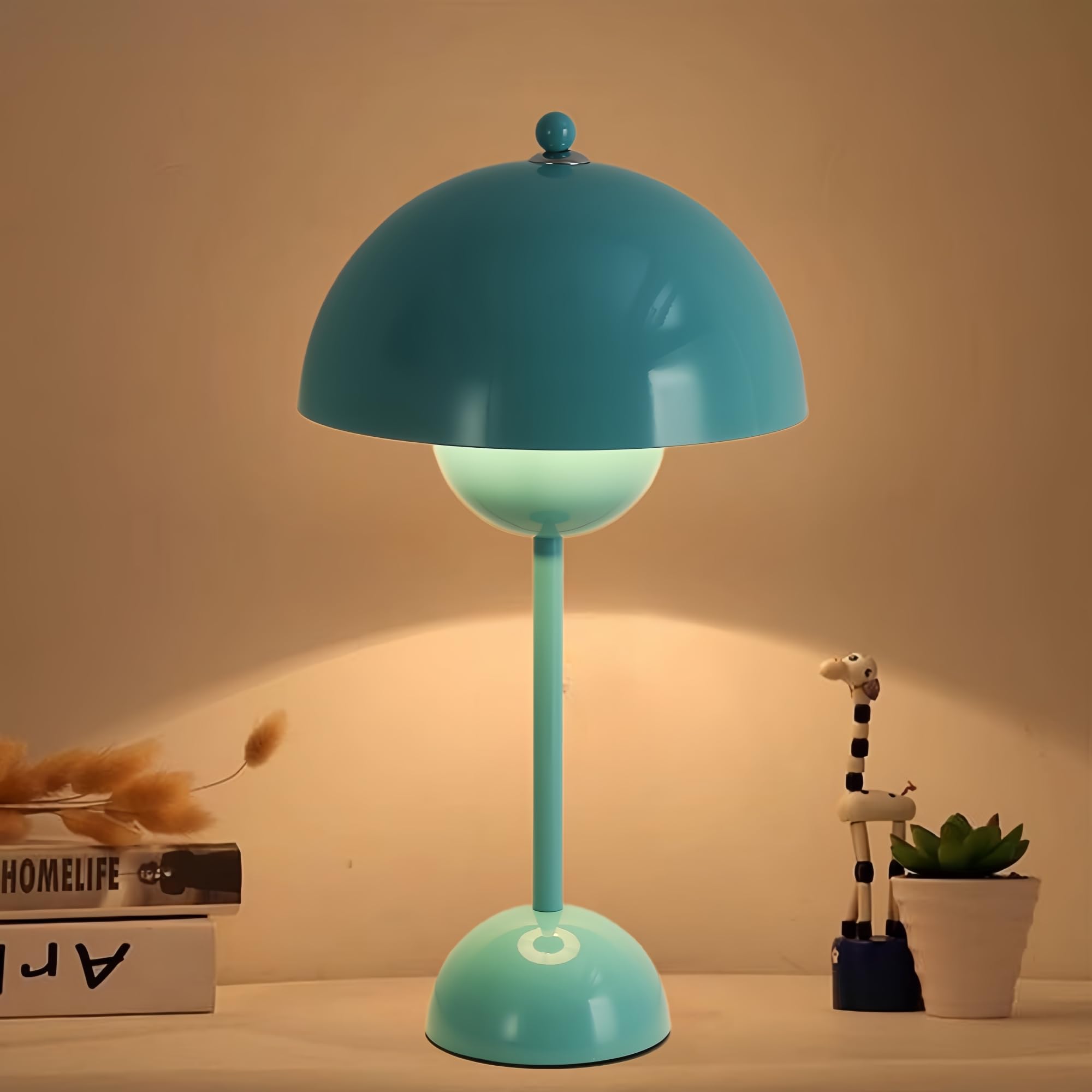 COSYLUX Modern Table Lamp - Metal Dome Shade, Light Green, Ideal for Bedroom, Office, Nightstand, Kids Room