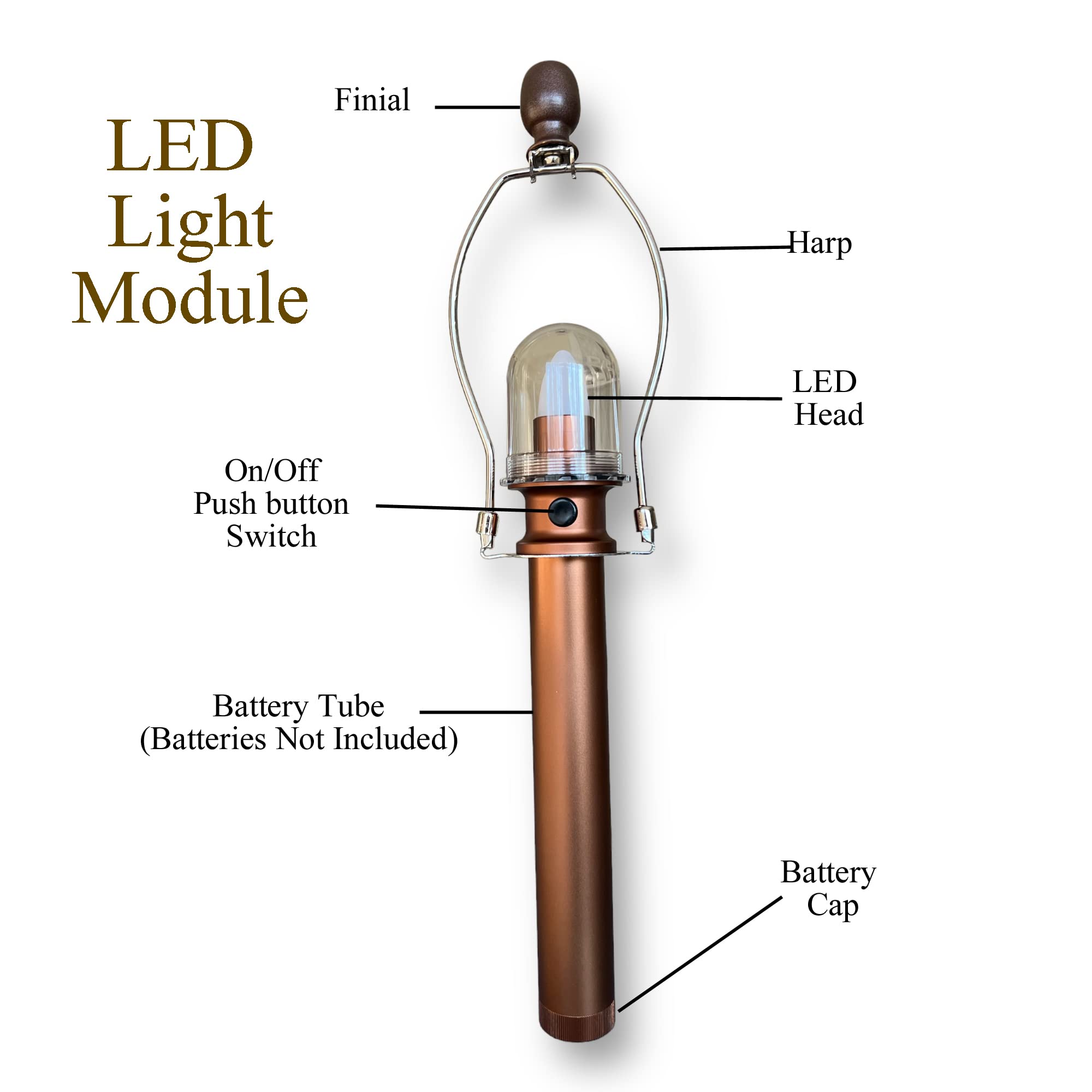Green Mountain Live Edge Table Lamp - 28" Tall, Battery-Operated, Rustic Hickory & Beech Wood, 3 Stage Dimmer, Auto-Off Timer