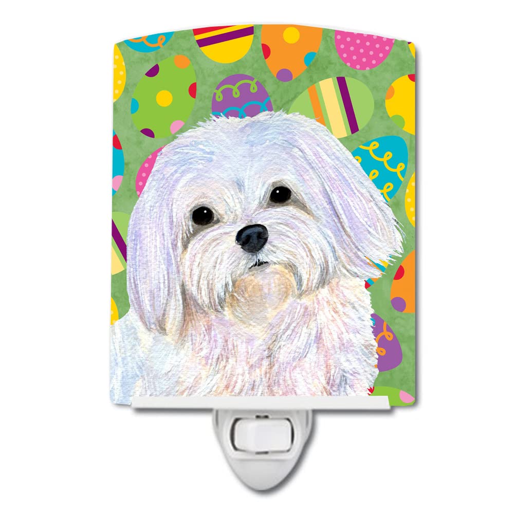 Carolines Treasures Ceramic Night Light, Maltese Easter Eggtravaganza, 6x4x3in, Multicolor, Model SS4827CNL, UL-Certified
