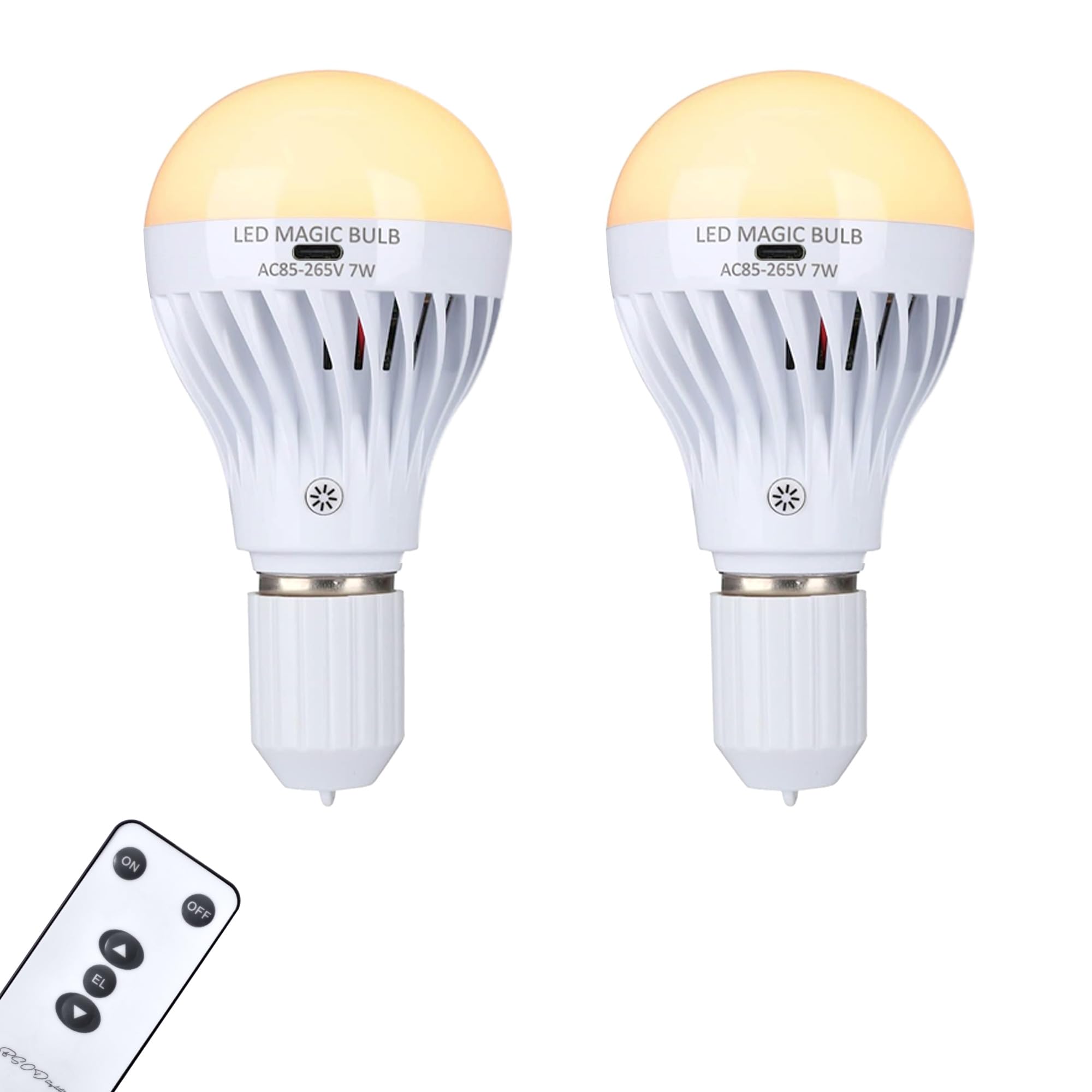 Bsod Rechargeable Light Bulbs With Remote, E26 Led Warm Lightbulbs Usb Battery Bulbs Emergency Dimmable Ebulbs For Power Outage,