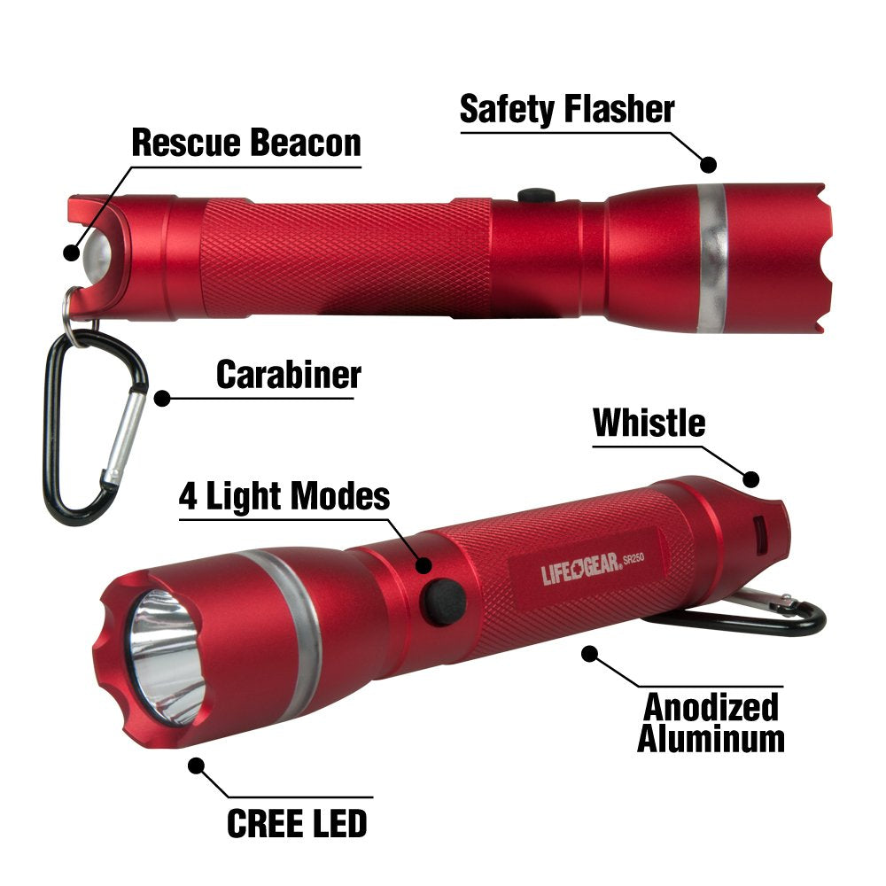 Life Gear 300 Lumen Cree Led Searchlight Flashlight And Powerful Emergency Signaling Rescue Beacon Light, Waterproof And Impact
