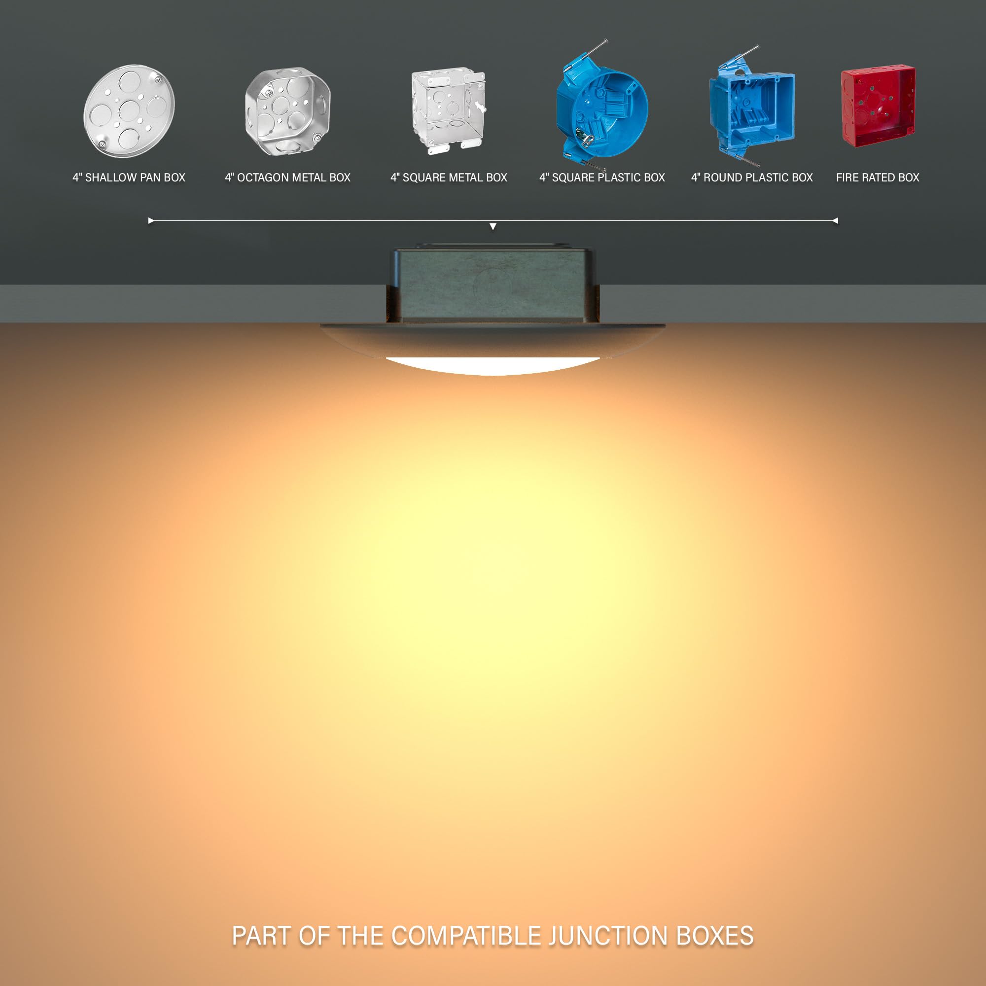 Jullison 10 Packs 4 Inch White Led Low Profile Recessed & Surface Mount Disk Light, Round, 10W, 600 Lumens, 5Cct Field Selectabl