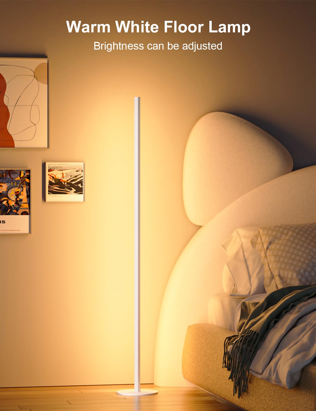 White Corner Floor Lamp, LED Corner Lamp 2 Pack with Remote and APP Control, 16 Million Colors & Timing Function, 55 Color Chang