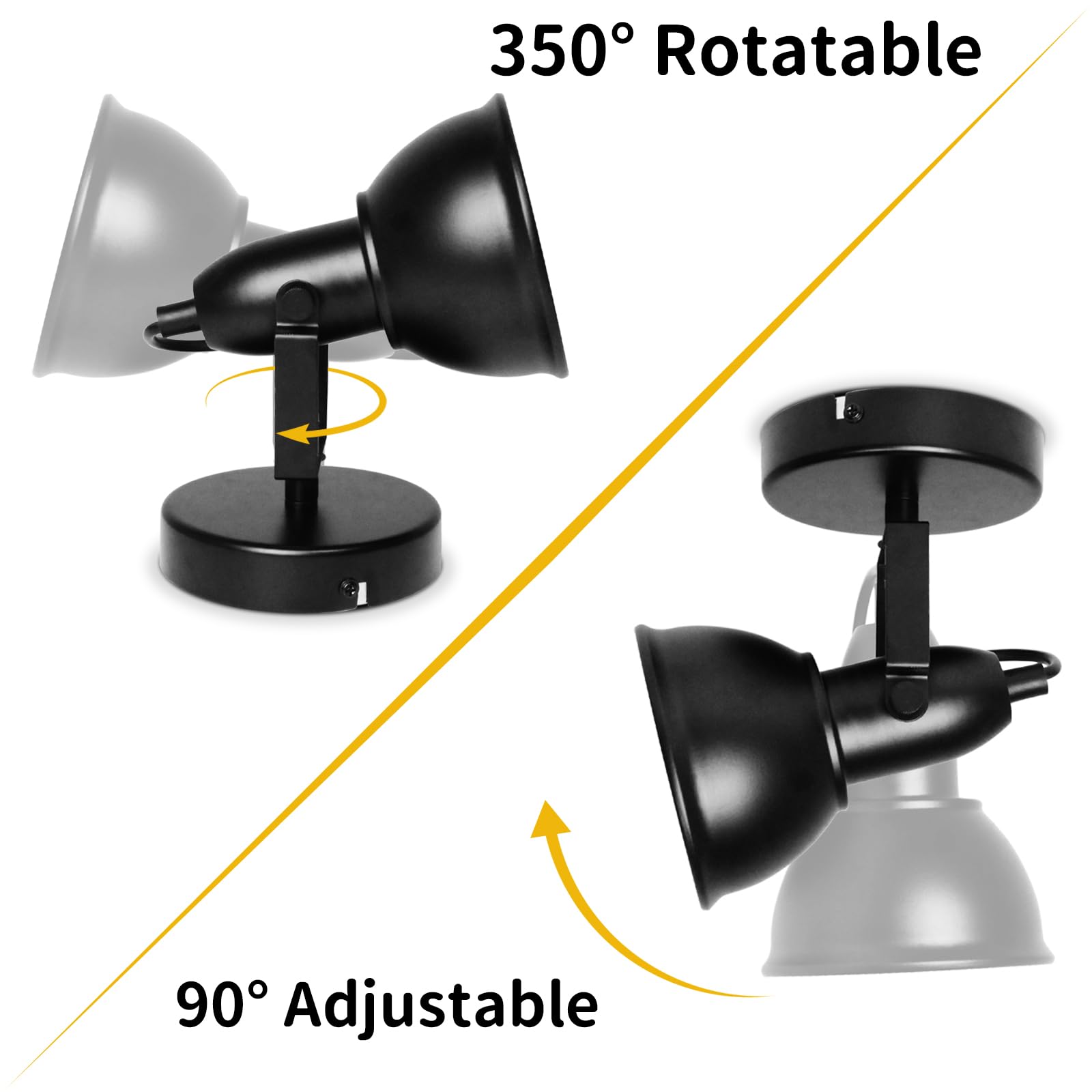 Hibay Flexible Track Lighting Fixtures Black, Industrial Ceiling Wall Spot Lights Kit, Led 1-Light Spotlights For Kitchen Bedroo