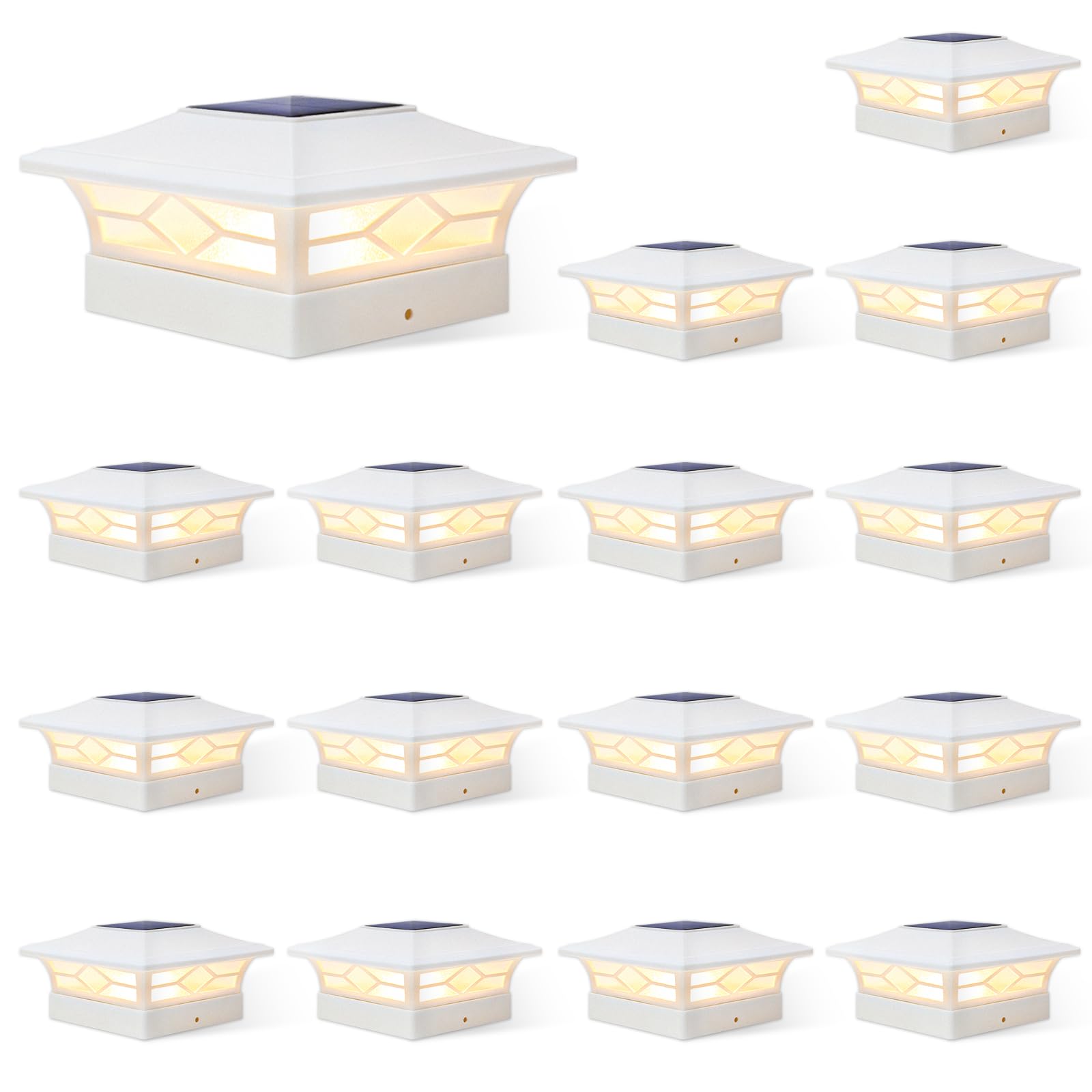 Solar Fence Post Lights, 4X4 Solar Post Cap Lights For Vinyl Fence, Solar Deck Lights Outdoor Warm White/Cool White Lighting, So