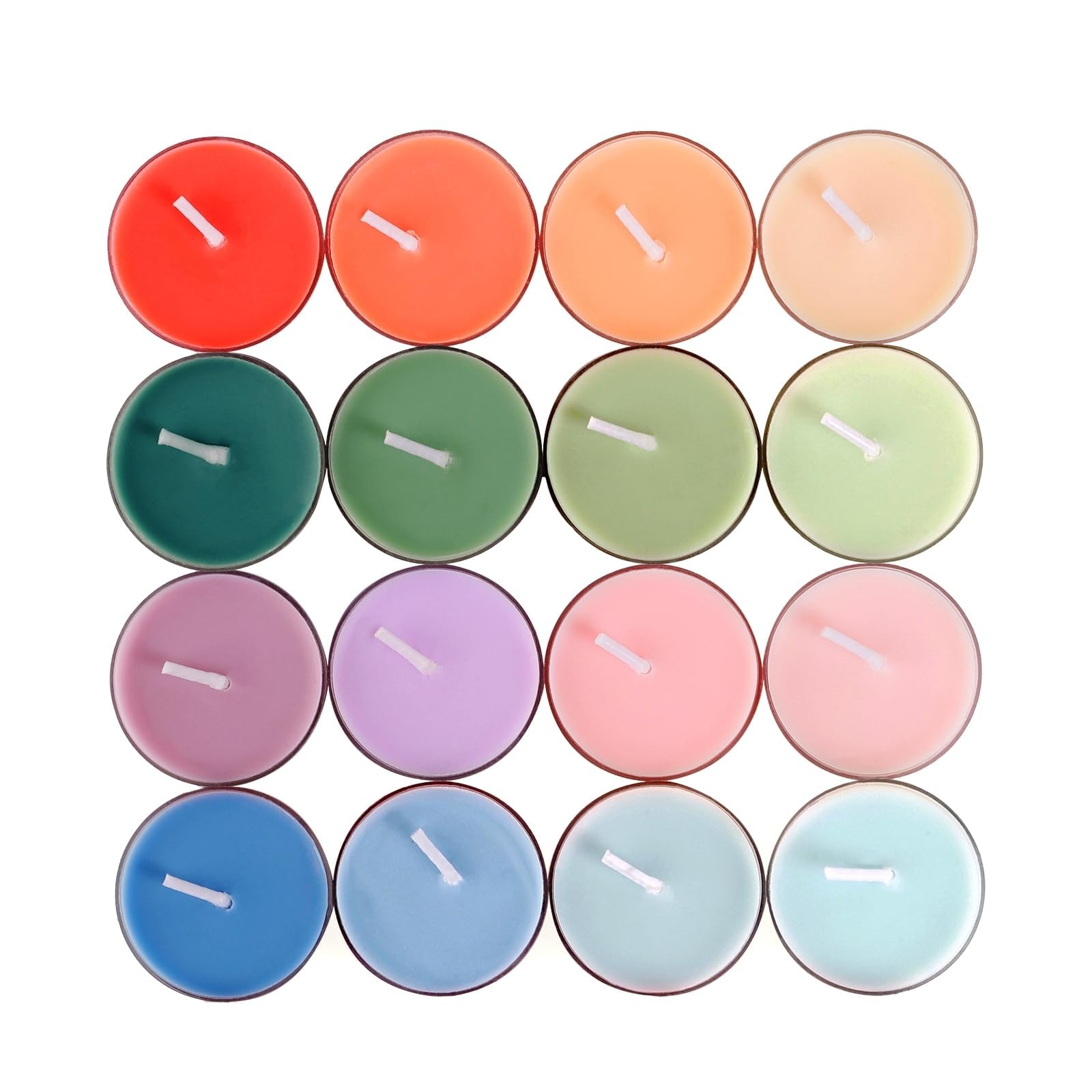 16 Colors Colored Scented Tealight Candles - Natural Soy Wax Candles with Essential Oils, Home Decor and Aromatherapy, Perfect f