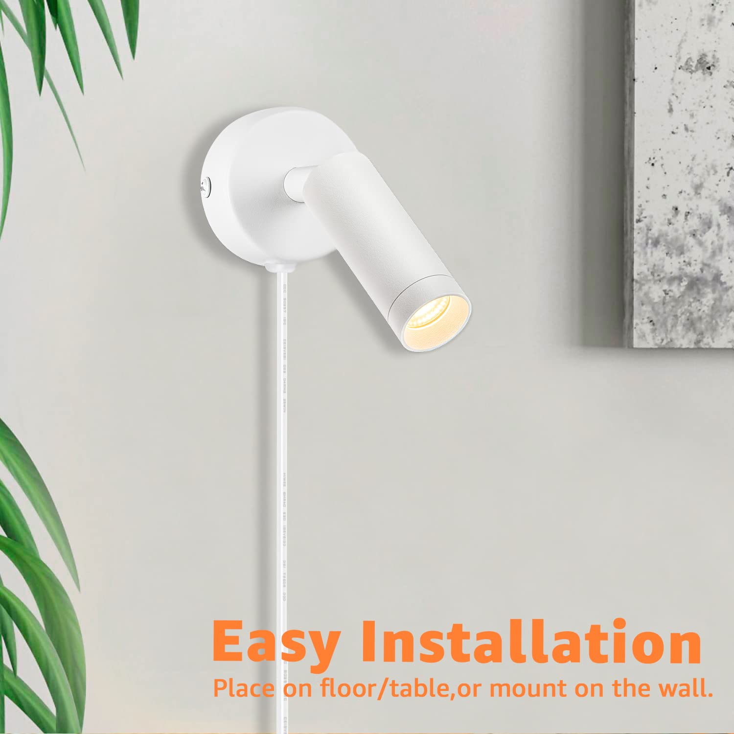 Urtom 2 Pack Indoor Spot Lights, 120V Led Accent Up Lights, 3W Plant Spotlights, 3000K Floor Spotlights For Plants, Pictures, De