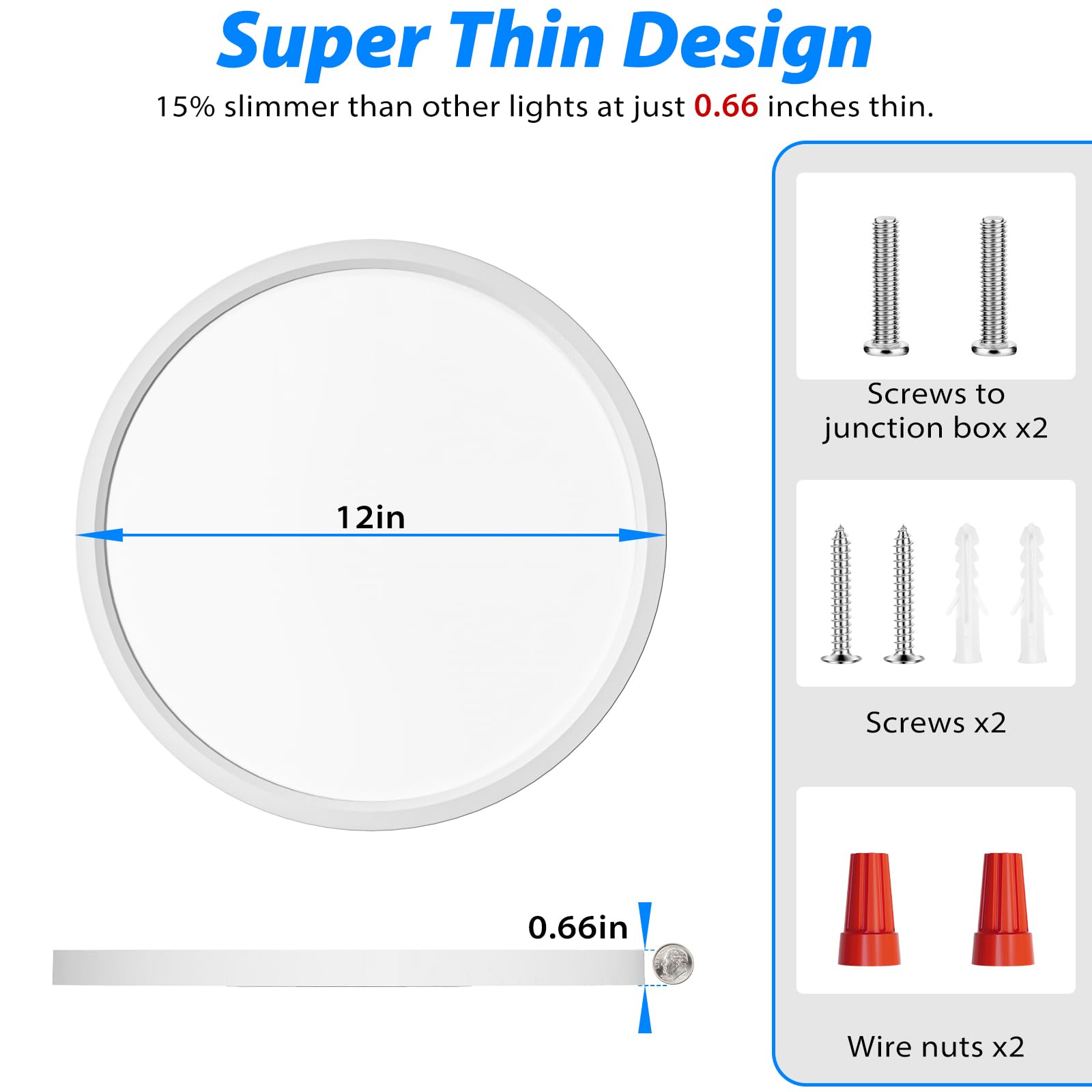 Peasur 12 Inch Led Ceiling Light, 3000K/3500K/4000K/5000K/6500K Adjustable Flush Mount Light Fixture, 3200Lm 28W Thin White Roun