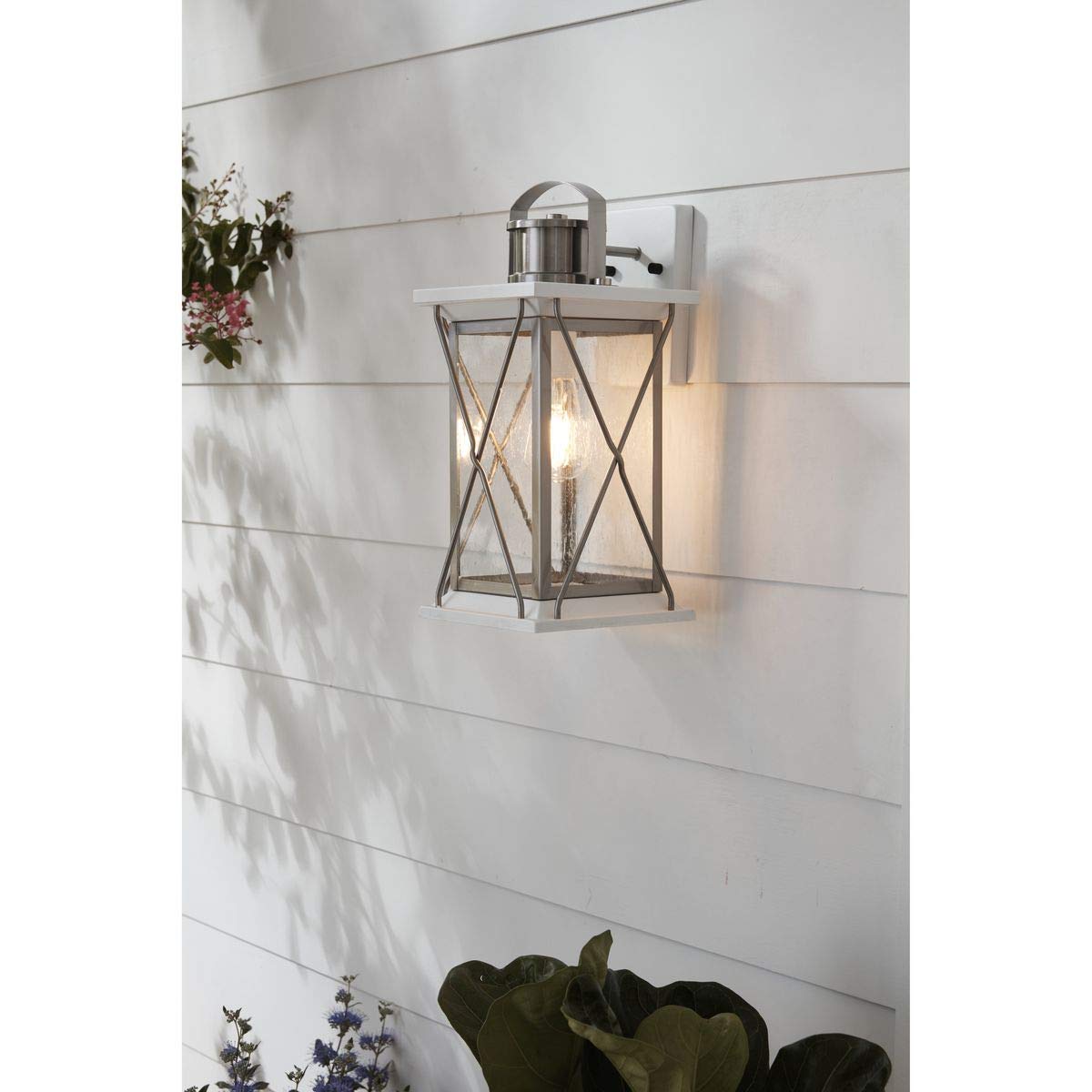 Progress Lighting Barlowe 1-Light Outdoor Wall Lantern, Stainless Steel, Clear Seeded Glass, Gray, Model P560157-135