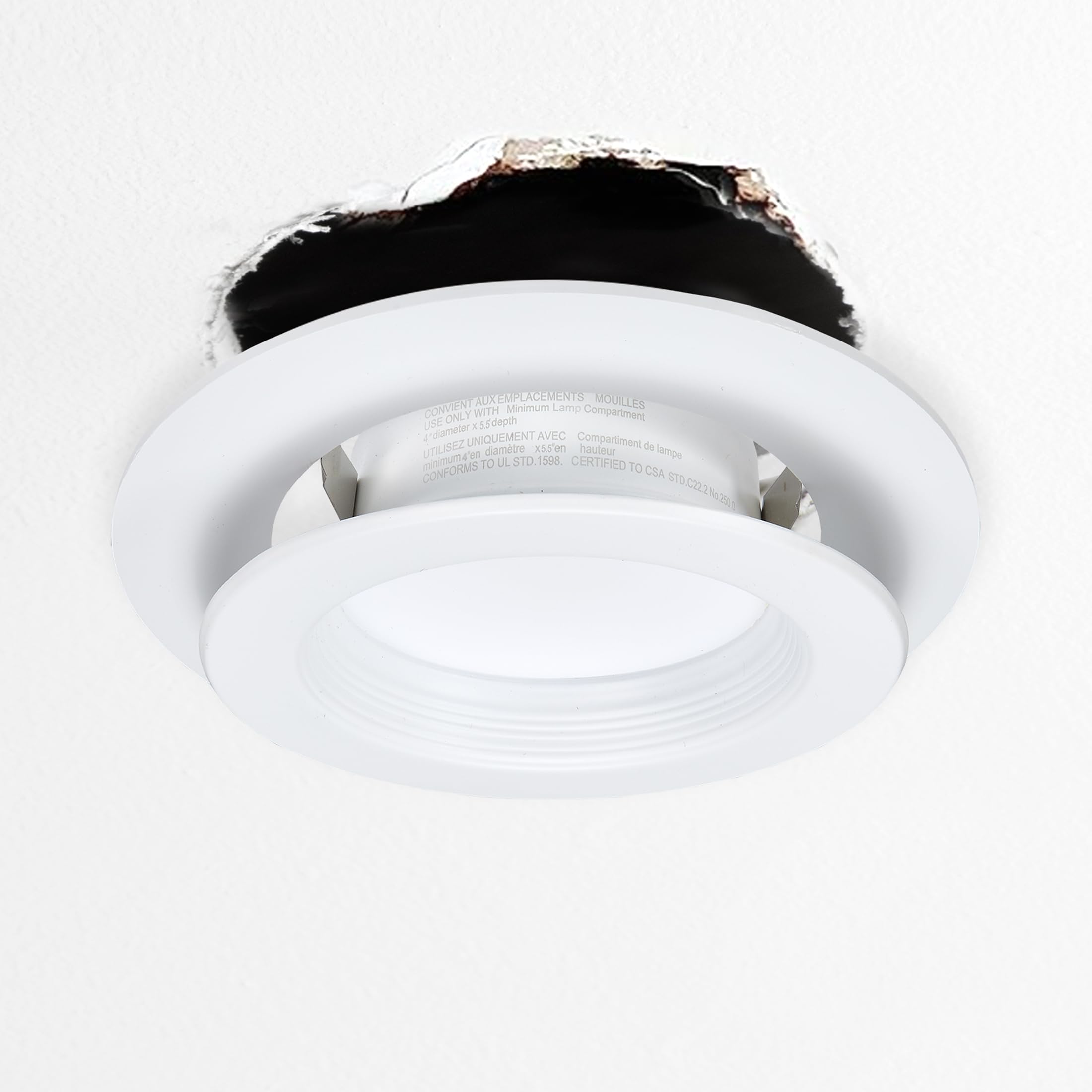 Maxxima 12 Pack 4" Goof Rings for Recessed Lights, White Plastic Trim Ring, Model MRL-4RING-12, Durable Design