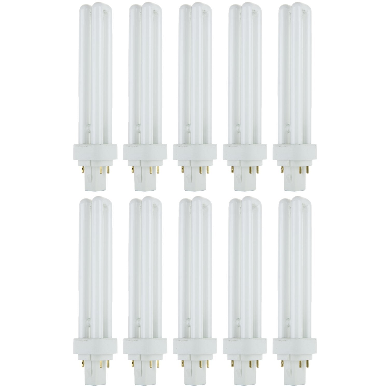Sunlite Compact Fluorescent PLD 4 Pin Double U-Shaped Twin Tube Light Bulb, 26 Watts, 120 Volts, 4 PinG24q3 Base, 1560 Lumens, 2