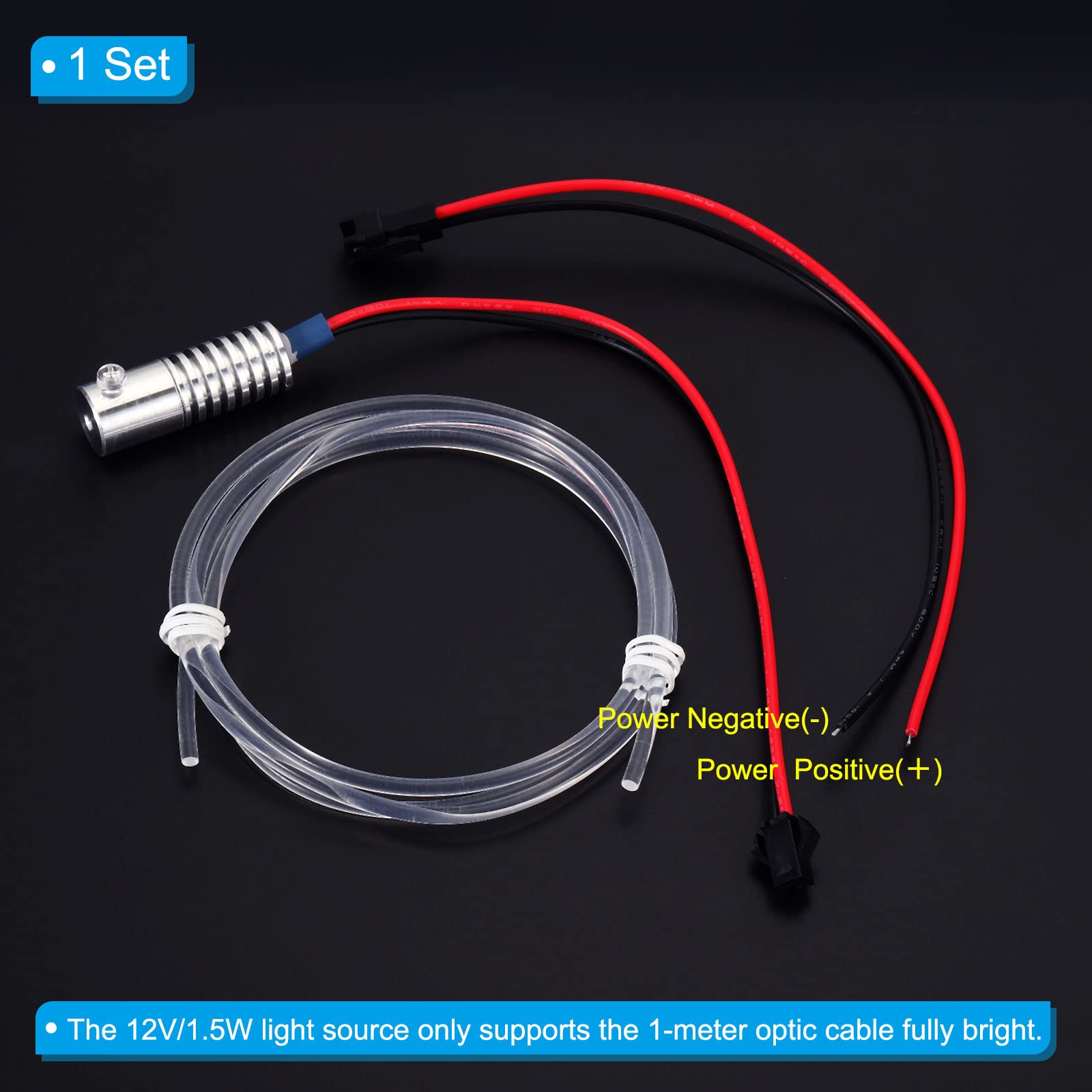 Patikil 3Mm 1M Pmma Side Glow Fiber Optic Cable Kit  With Led Aluminum Illuminator 12V 1.5W Guide Light Source Decoration For Home Diy Lighting  Blue