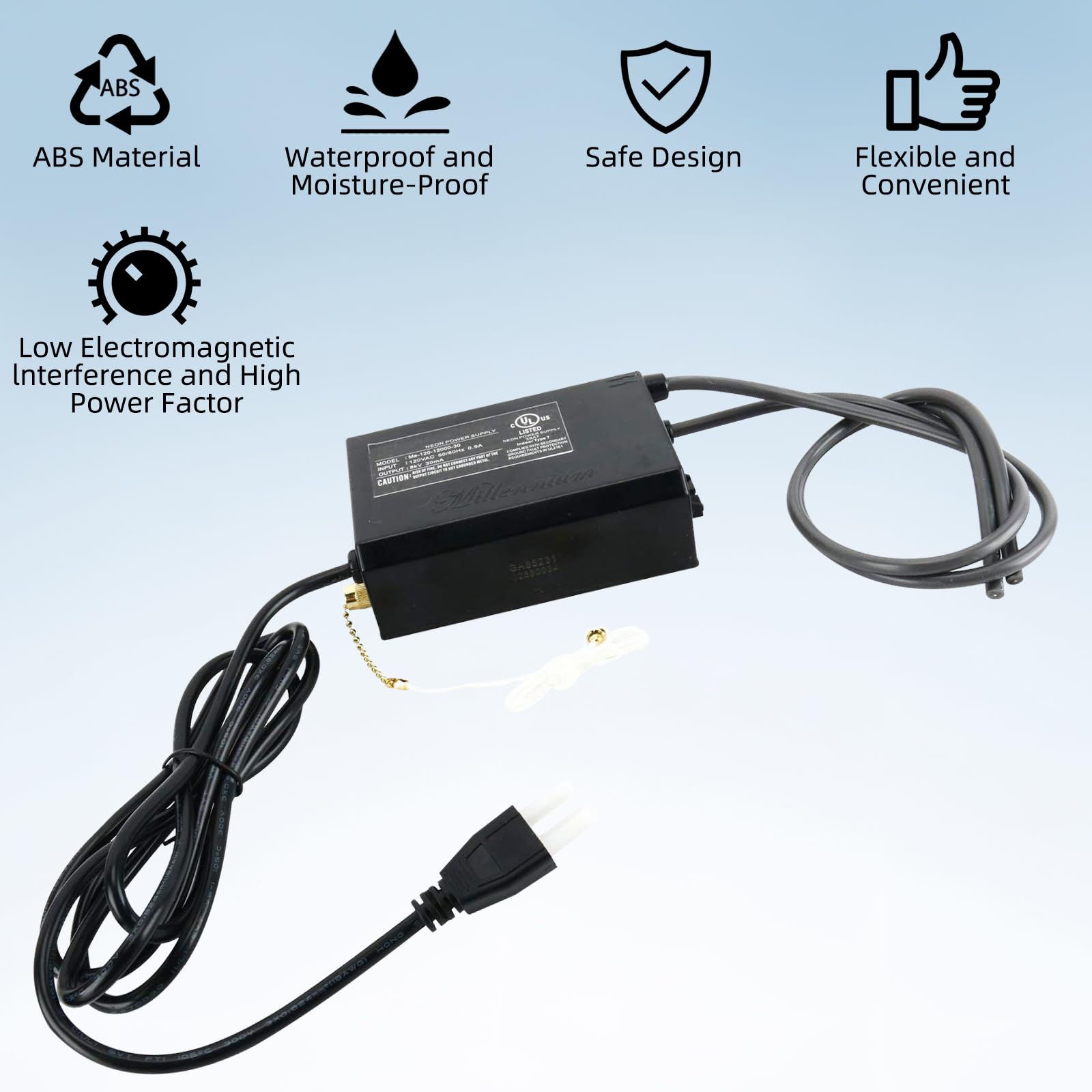 Yaeccc Neon Light Transformer 8KV 30mA UL Listed Power Supply Black ME-120-12000-30