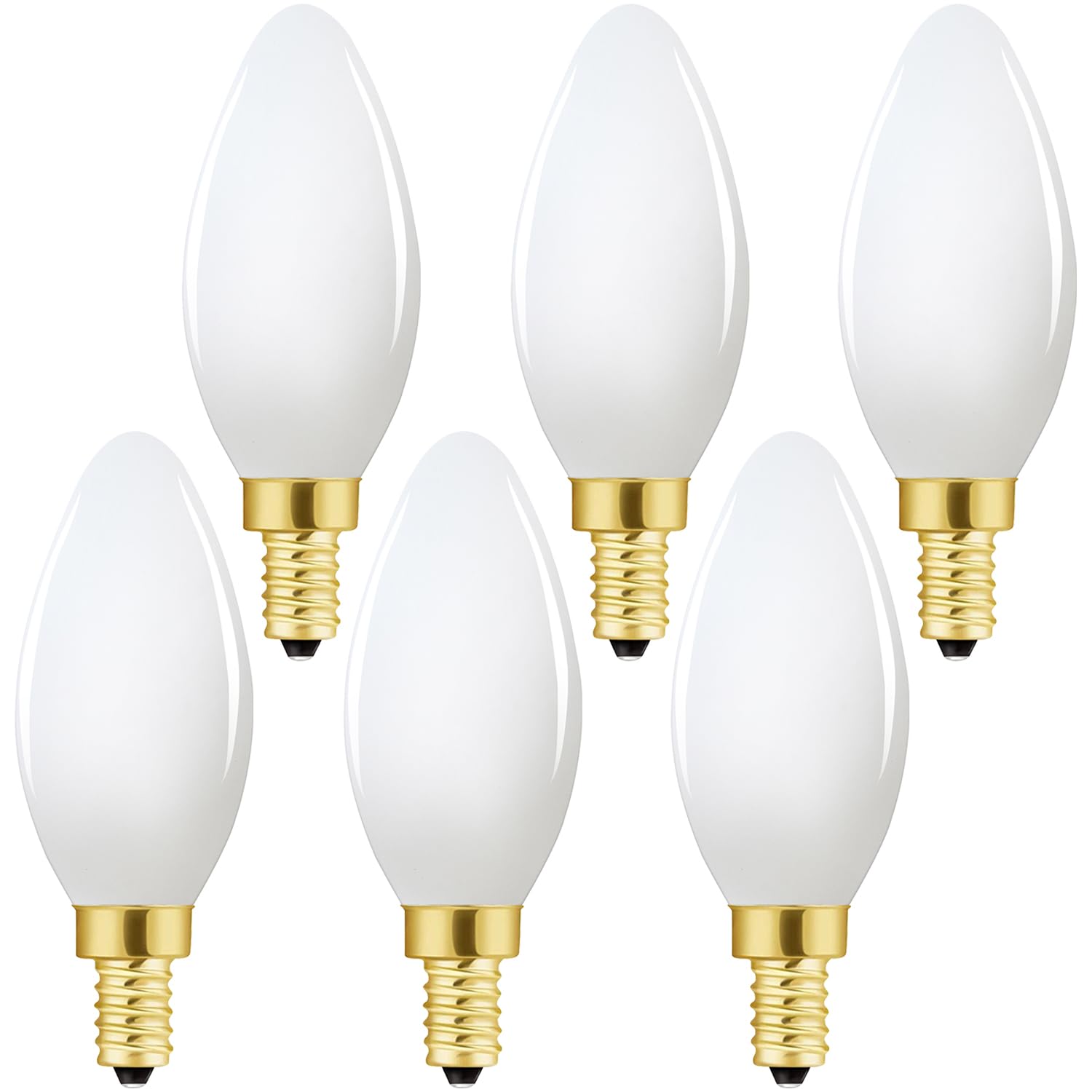 Xininsun Frosted Led Chandelier Light Bulbs 60 Watt Equivalent,E12 Led Bulb Dimmable, Milky White Led Candelabra Bulb,Type B Can