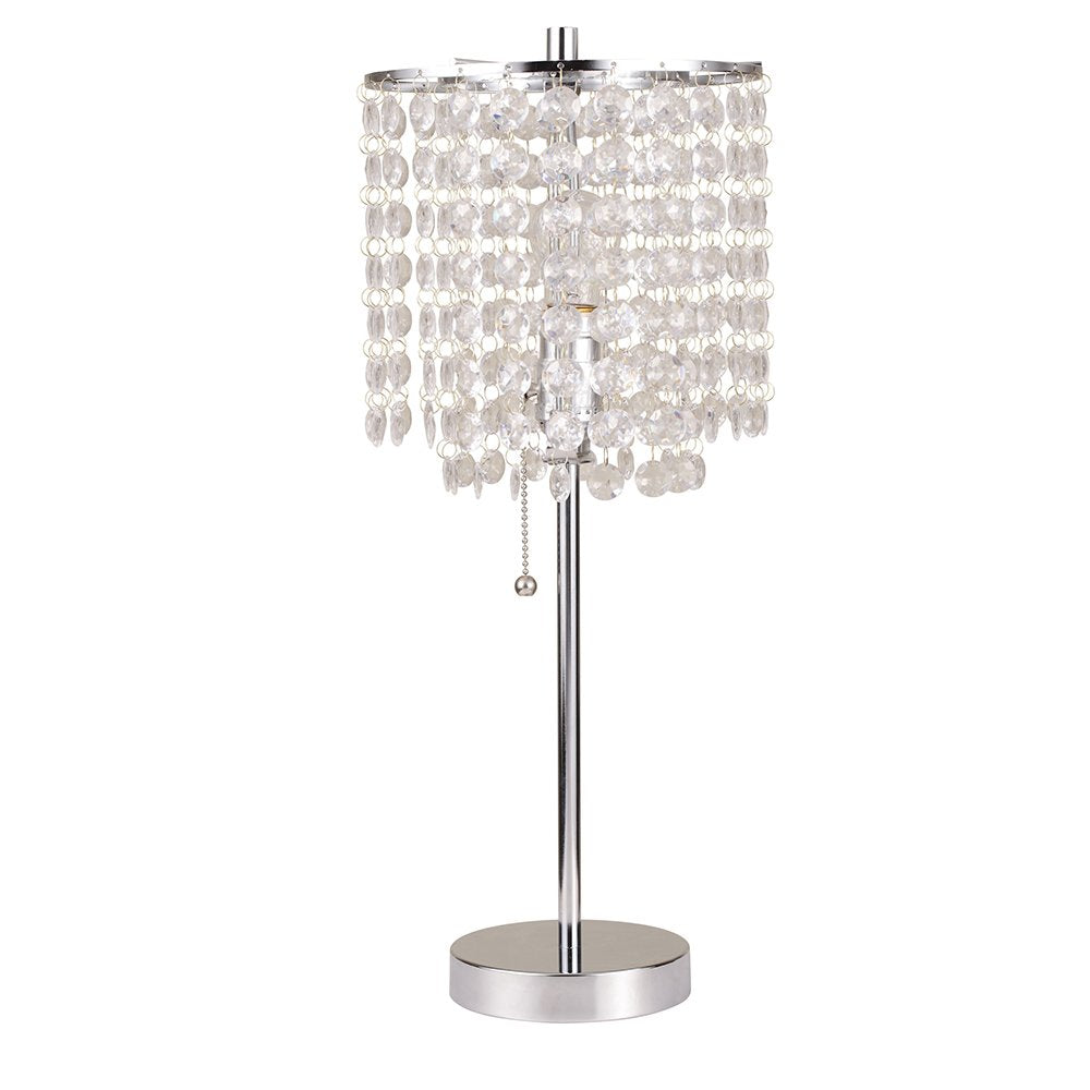 Ore International Deco Glam Table Lamp, Metal, 20.25in, Silver, Model 8315C
