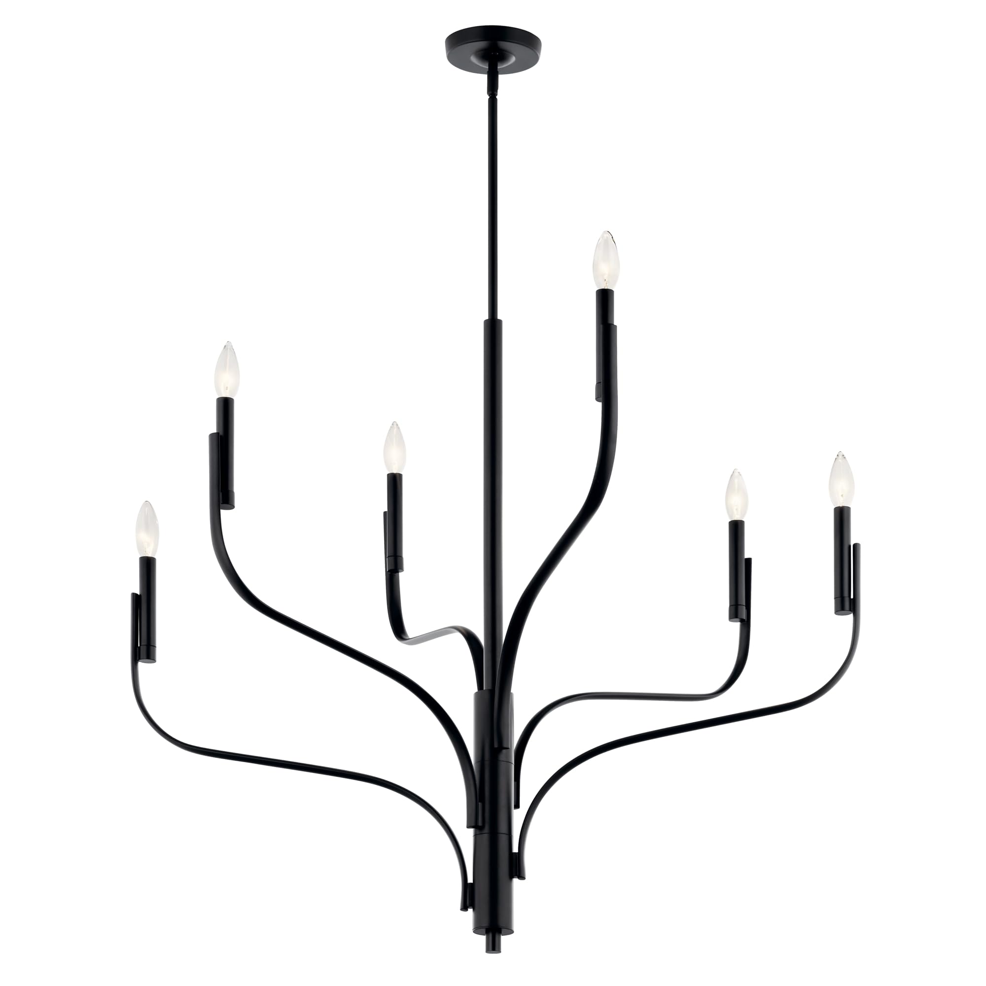 Kichler Livadia 6-Light Chandelier, Soft Modern-Light in Black, for Foyer, Great Room, or Vaulted Dining or Bedroom (33 x 36.25)