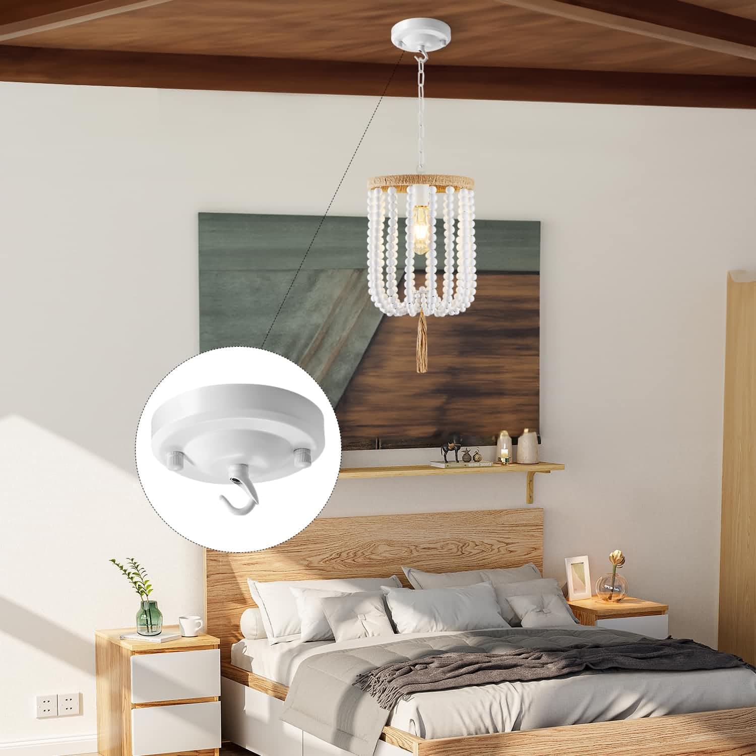 Haultop Light Canopy Kit White, 4.1In Chandelier Canopy With All Mounting Hardware, Chandelier Hook For Pendant Light, Max Load 22Lbs, Chandelier Canopy Kit For Hanging Plants