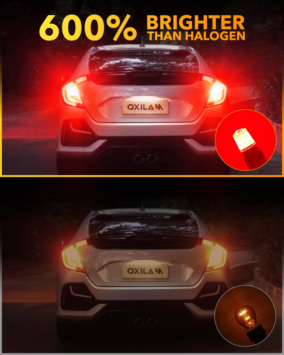 OXILAM 3157 LED Bulb Red, 600% Brighter, Model 3157/3156, Brake Tail Lights, Brilliant Red