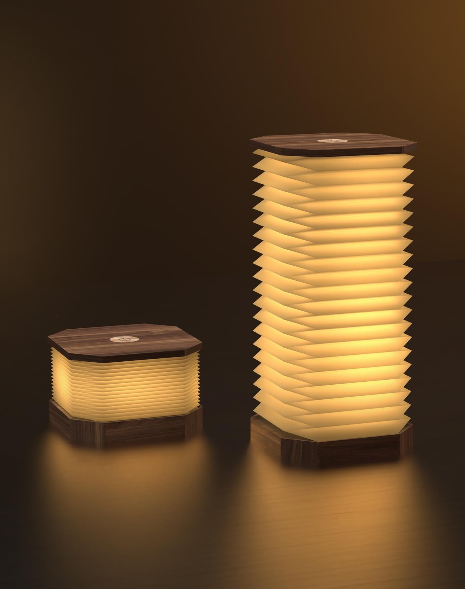ZBOLE Bedside Table Lamp for Bedroom, Vertical Accordion Lamp with Warm Light, Adjustable Height & Brightness, USB Charging, Stu