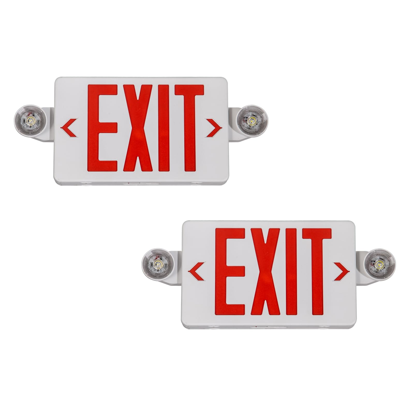 GZRUIYANG Exit Sign with Emergency Lights, LED, Battery Backup, UL 924 Certified, 2 Pack, White Housing Red Letter, Model RY-EX02-WH-RE-