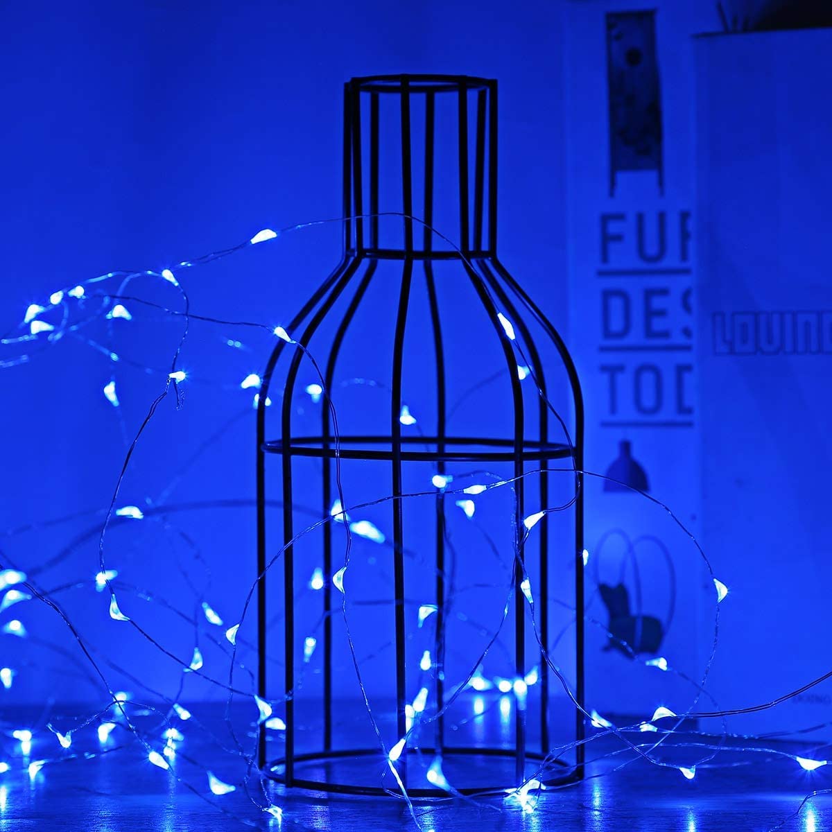 Sanniu LED Fairy Lights, 4 Pack Mini Battery Operated Copper Wire String Lights, 5m/16ft, Blue for Indoor Home Decoration