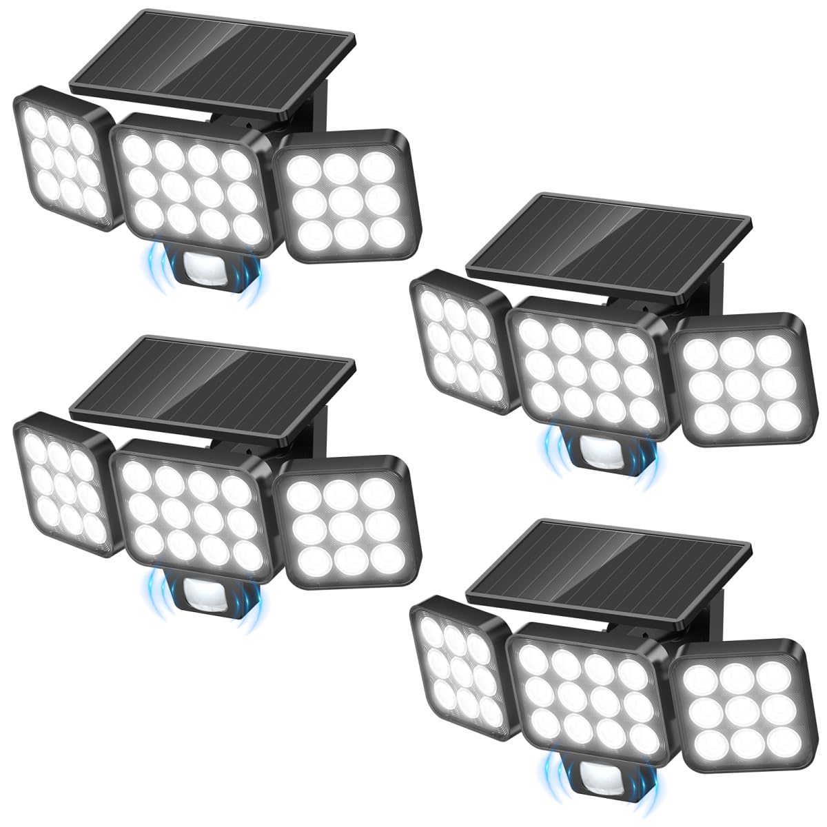 Solar Flood Light Outdoor 4 Pack, 3500LM Super Bright Motion Sensor Outdoor Lights, Solar Lights Outdoors Waterproof, Upgrade Gl