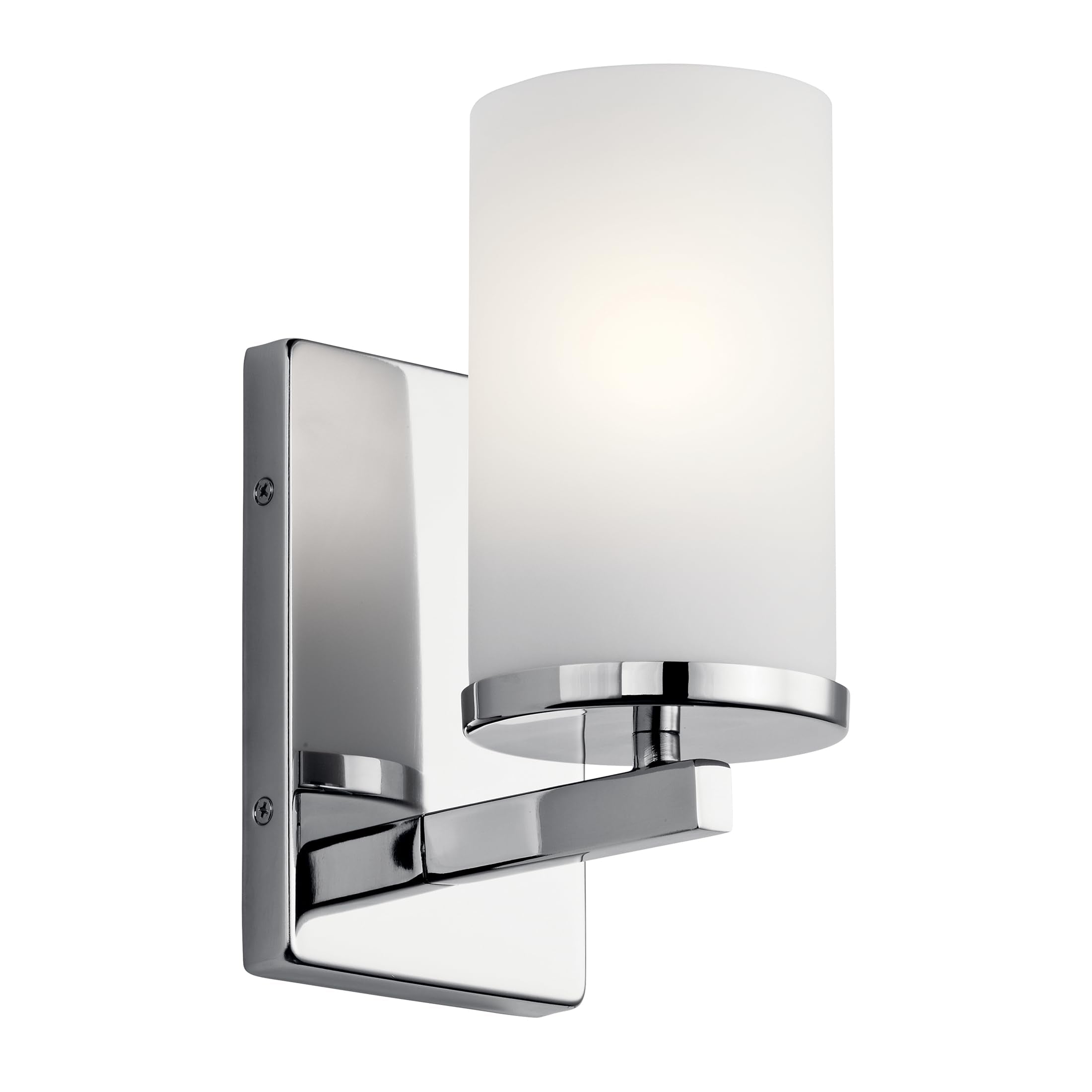 Kichler Crosby 9.25 Wall Sconce in Chrome, 1-Light Contemporary Hallway or Bathroom Light with Satin Etched Cased Opal Glass, (9