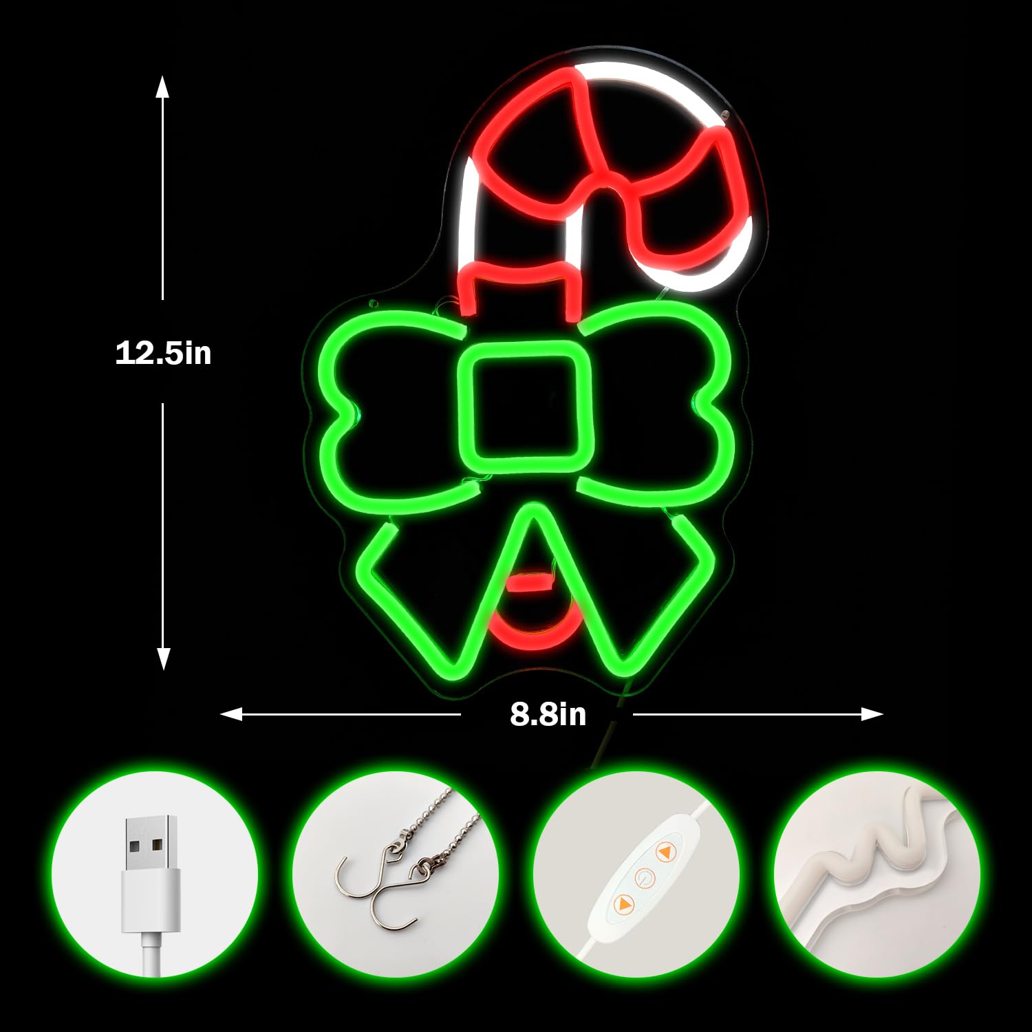 Christmas Candy Neon Sign for Wall Decor Dimmable Christmas Neon Sign for Bedroom Led Neon Light Signs Light Up Signs for Childr