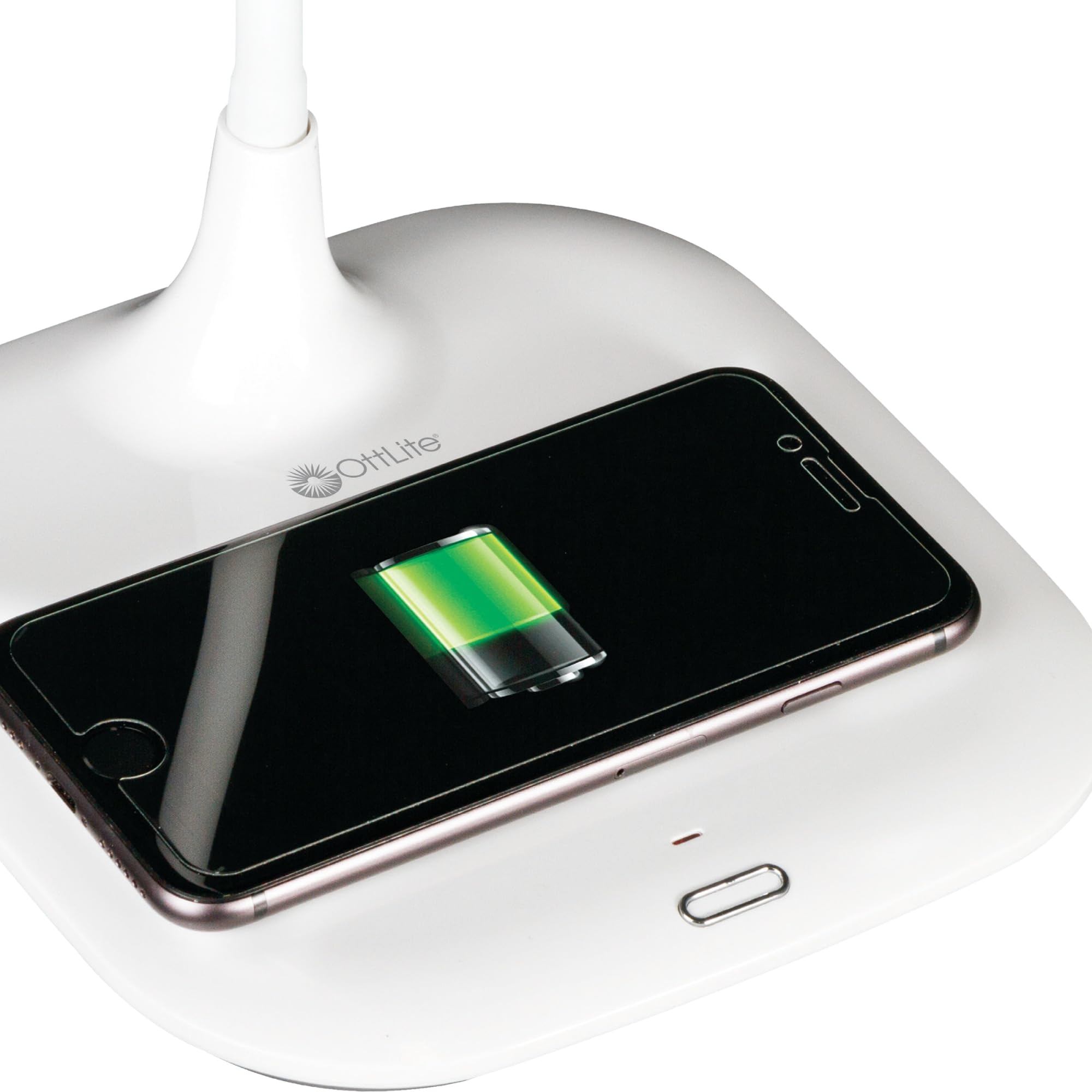 OttLite Prevention LED Desk Lamp, Wireless Charging, 19.5"H, White, Plastic, Medium Size
