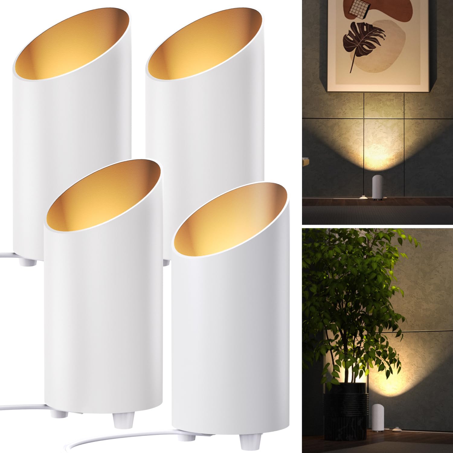 Sunco Uplighting Indoor LED Floor Can Light 7W 450 LM 3000K Warm White, Model SPL_CN_IND-WH-3000K-4PK, White, 4