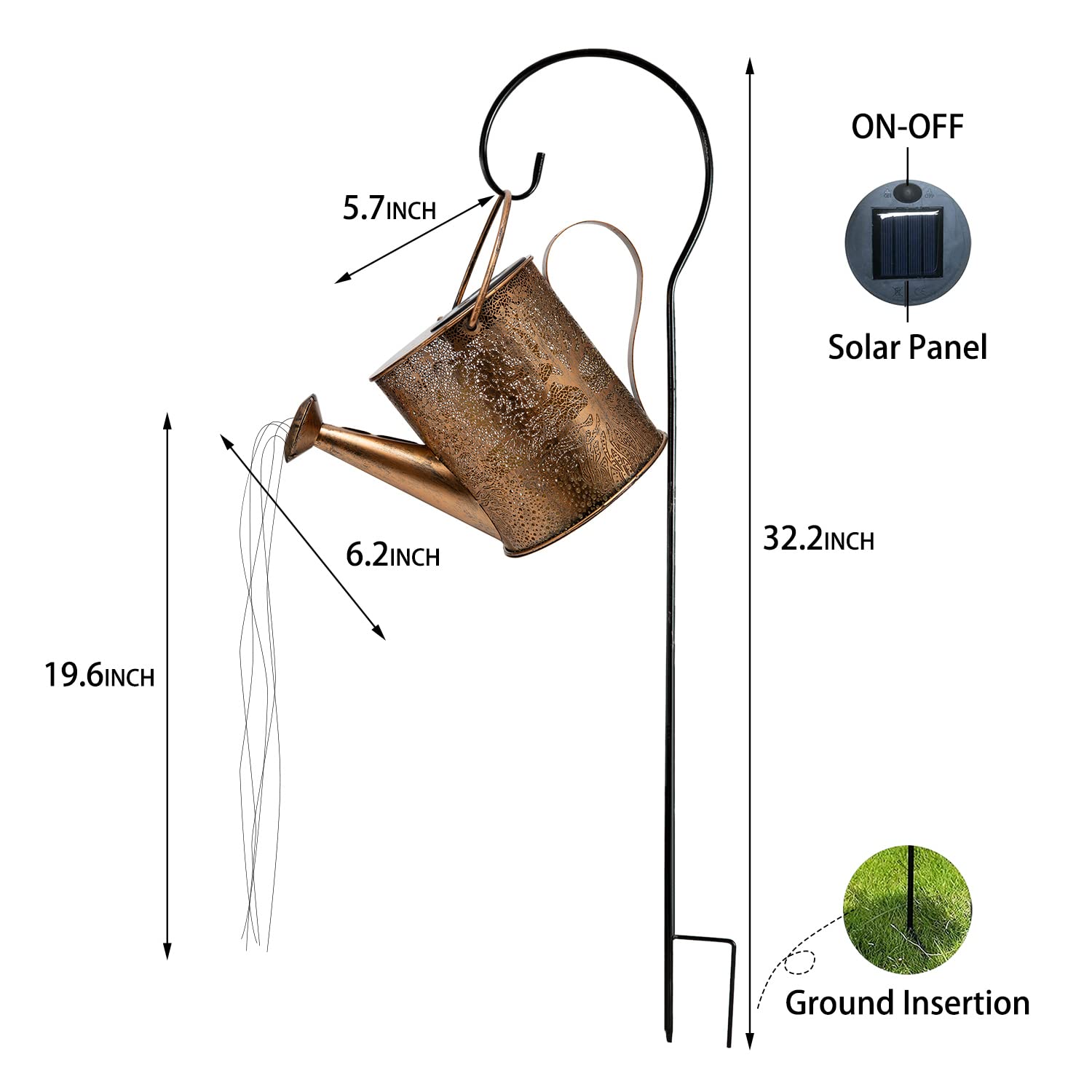 Solar Lights Outdoor Garden Decor, Large Waterproof Watering Can Landscape Lights Outside Decorations For Yard Front Porch Patio