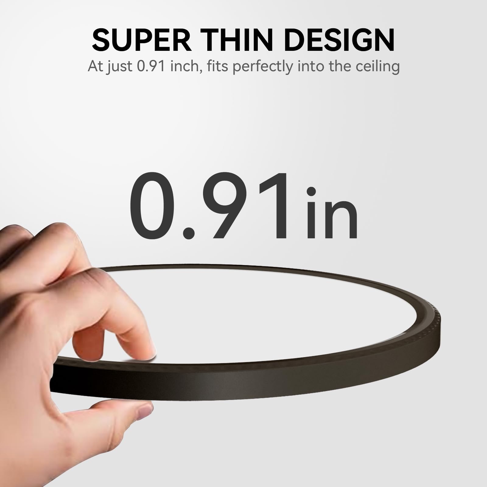 MODERN LED Flush Mount Ceiling Light, 2800lm Brightness, 9in Size, Black, Model LEDXDD, Plastic Material