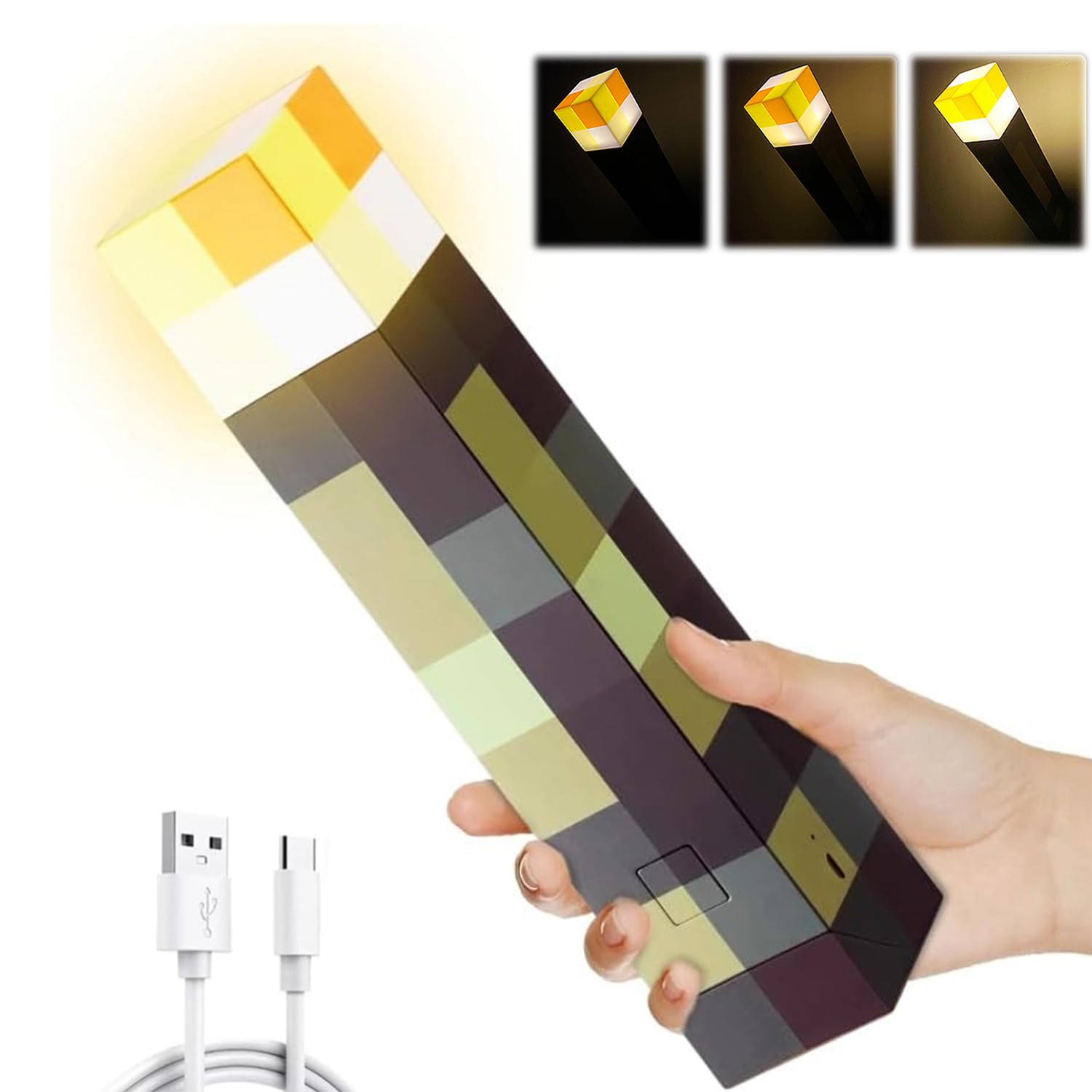 Yckeogln Light-up Wall Torch Lamp, USB Rechargeable, 3 Lighting Levels, 12" Plastic, Single Color, Model YK-HBD