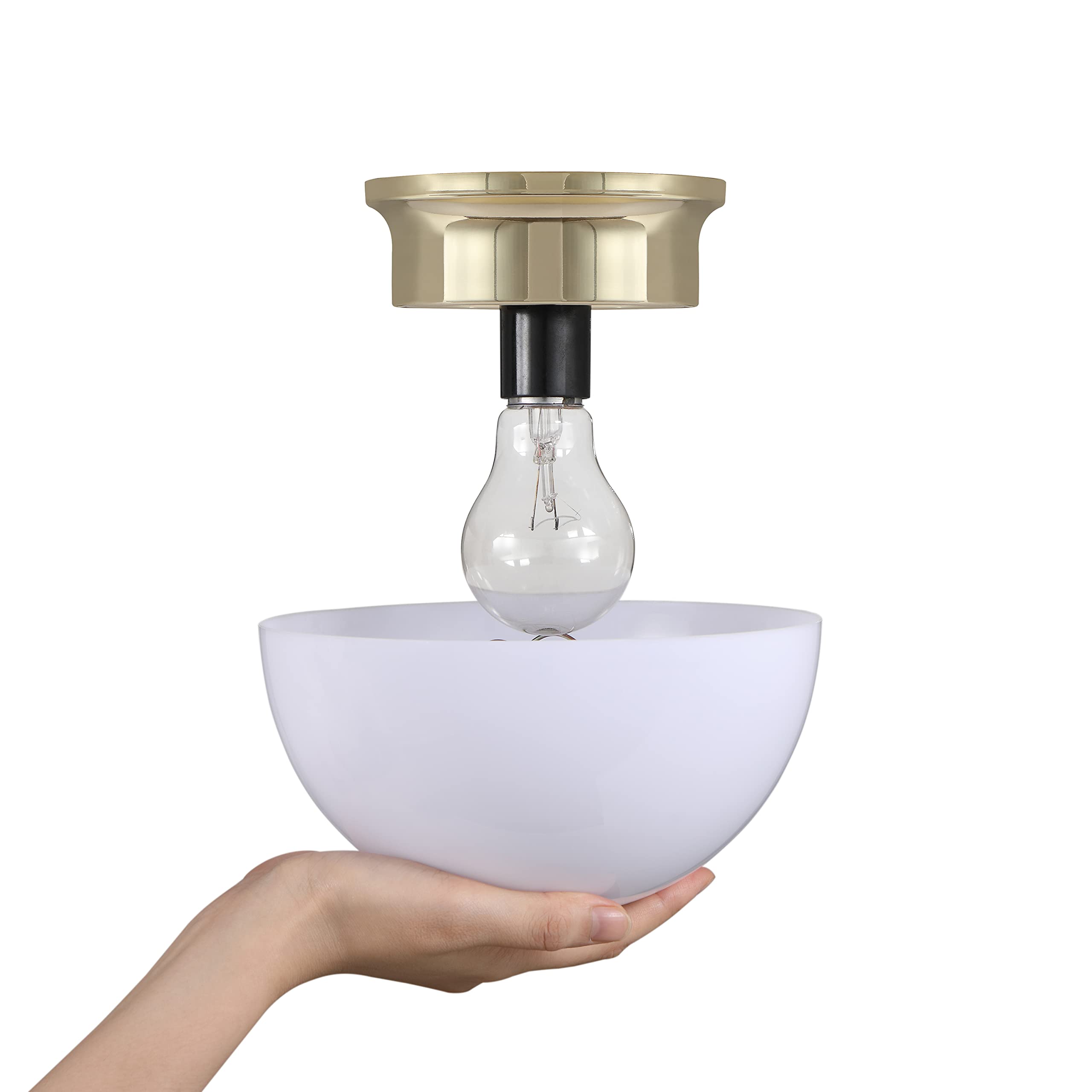 Aspen Creative 28008-15-2, Clip-On Dome Shade For A-Type Bulb Indoor Location Light Fixtures/White Finish, 7 5/8'' Diameter X 4'