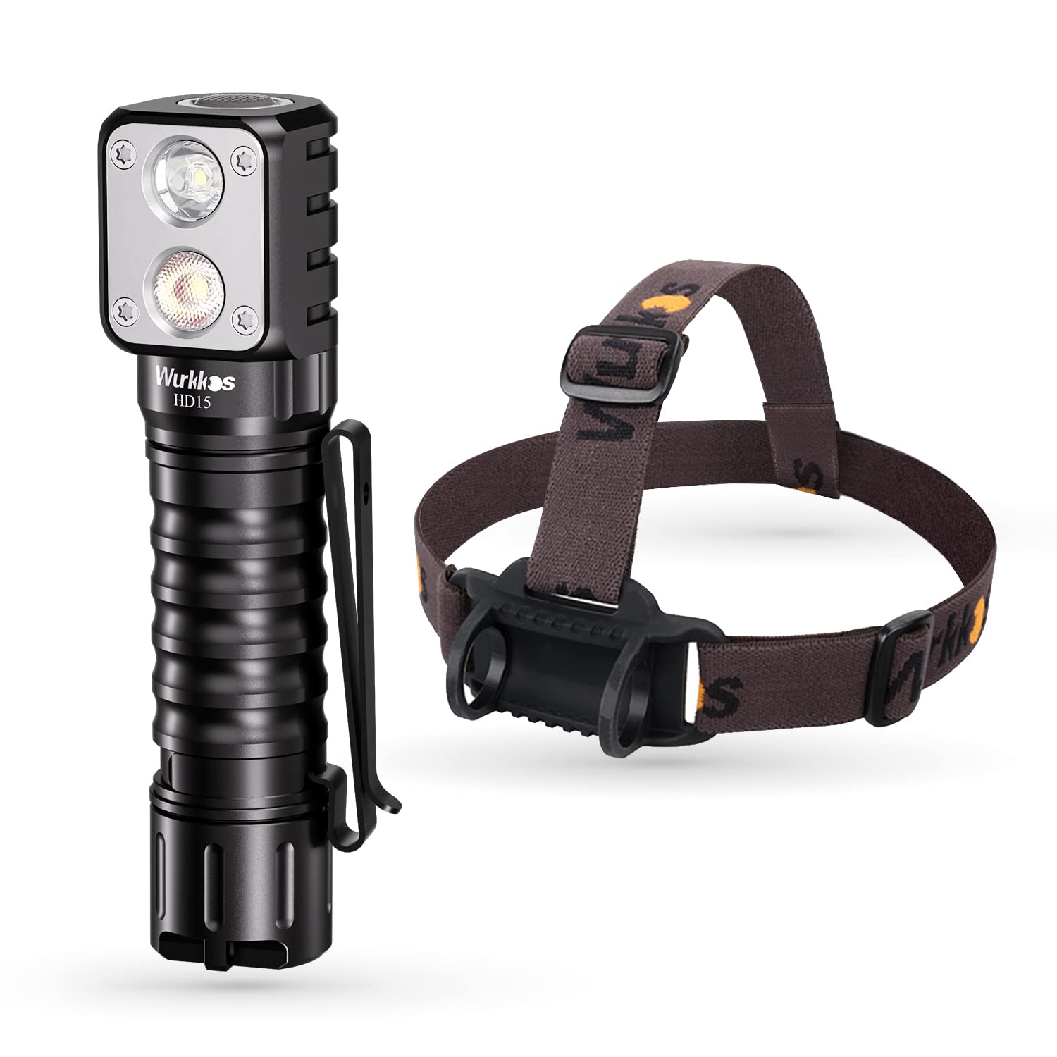 Wurkkos HD15 Rechargeable Headlamp,2000 Lumen Right Angle Flashlight with Magnetic Tailcap Dual LED 90 CRI Spotlight Flashlight