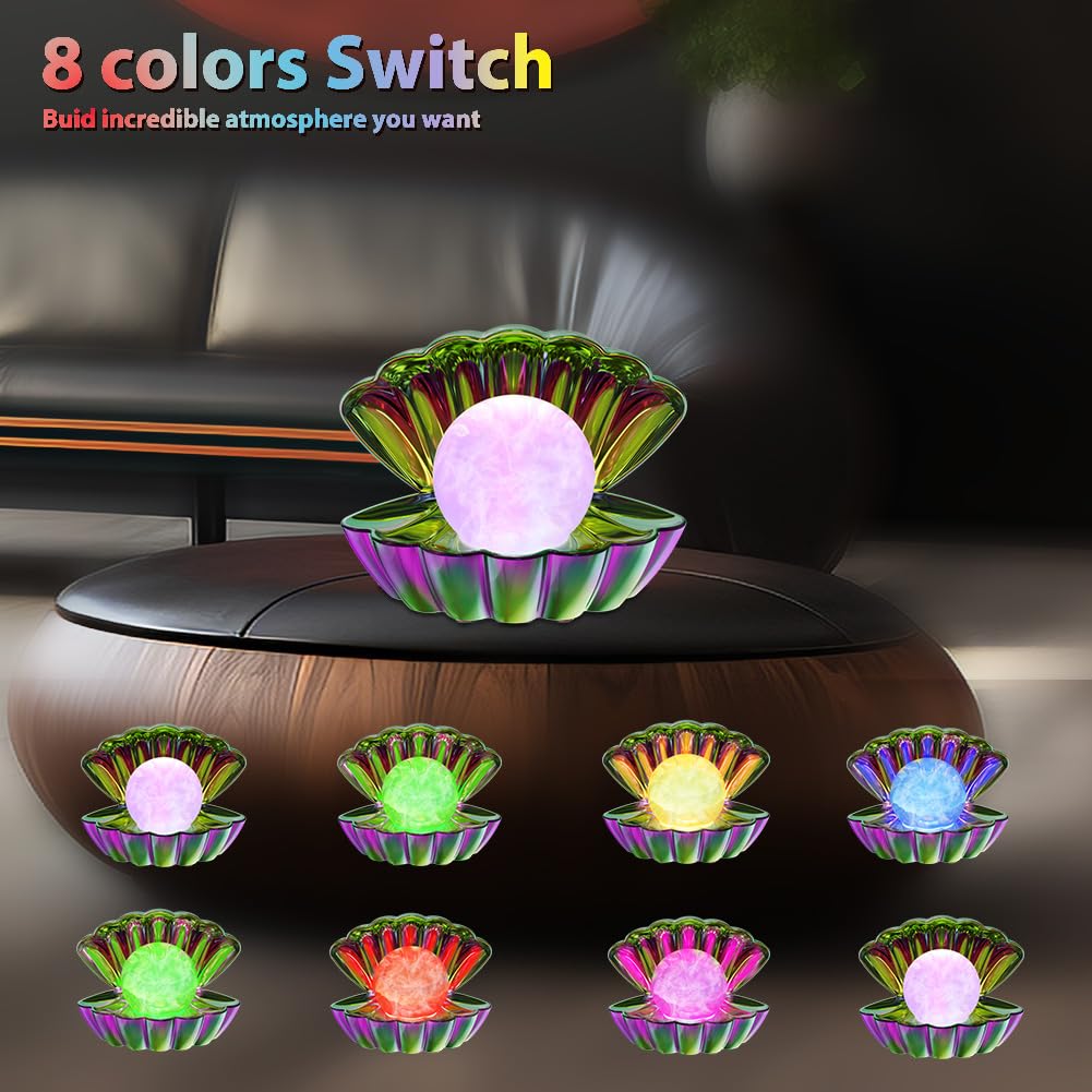 LKUA Night Light, RGB 8 Colors Changing Clamshell Lamp, Portable LED, Electroplating Colorful, Model LK-P