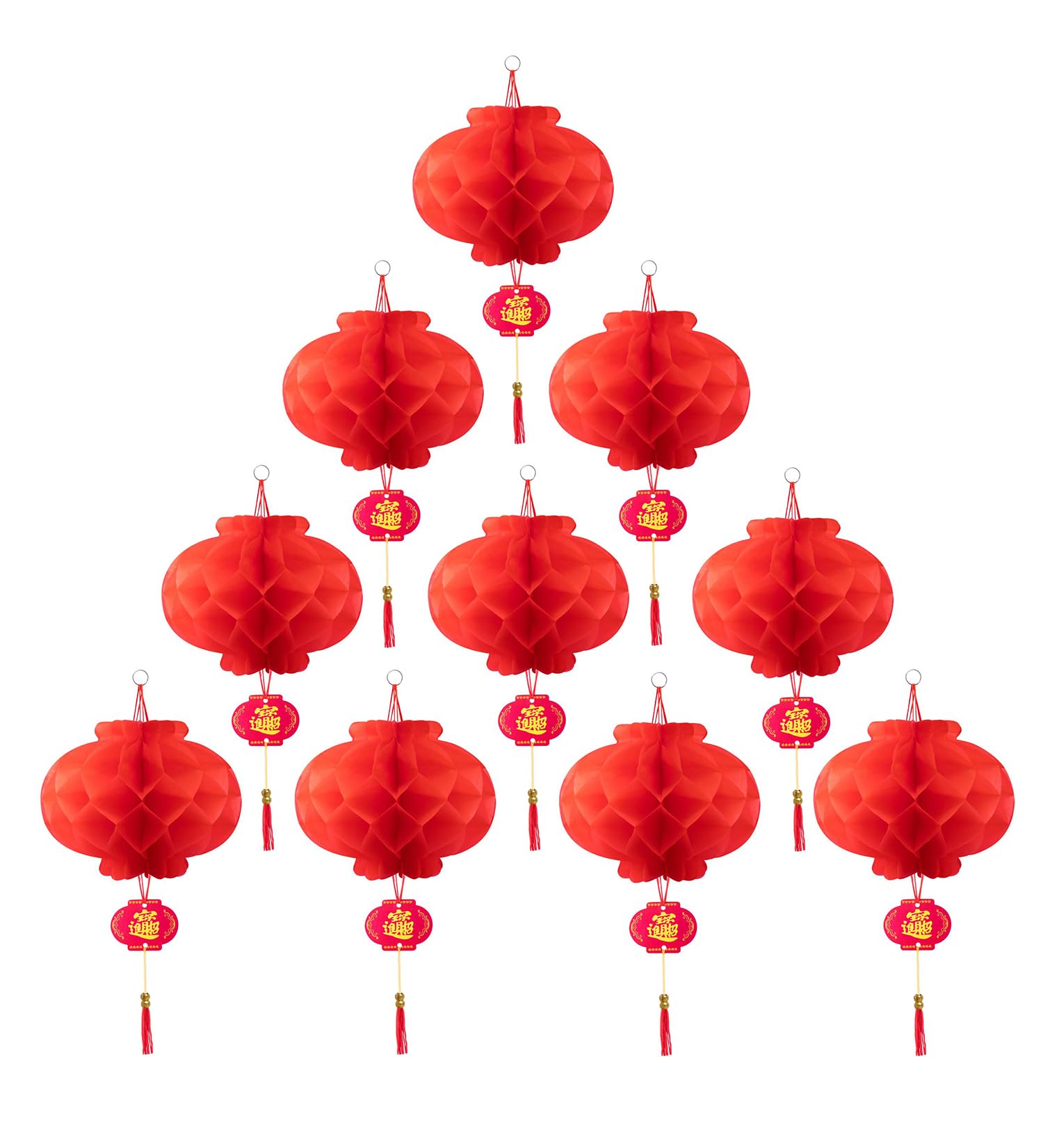 TopAAA 10 Inch Red Paper Lanterns Chinese Lanterns Festival Decorations for Home, Wedding and Restaurant(Set of 10)
